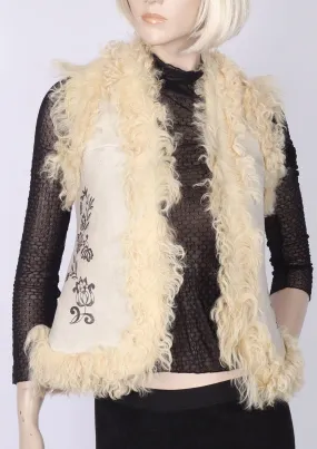 1970's Shearling Embroidered Vest XXS
