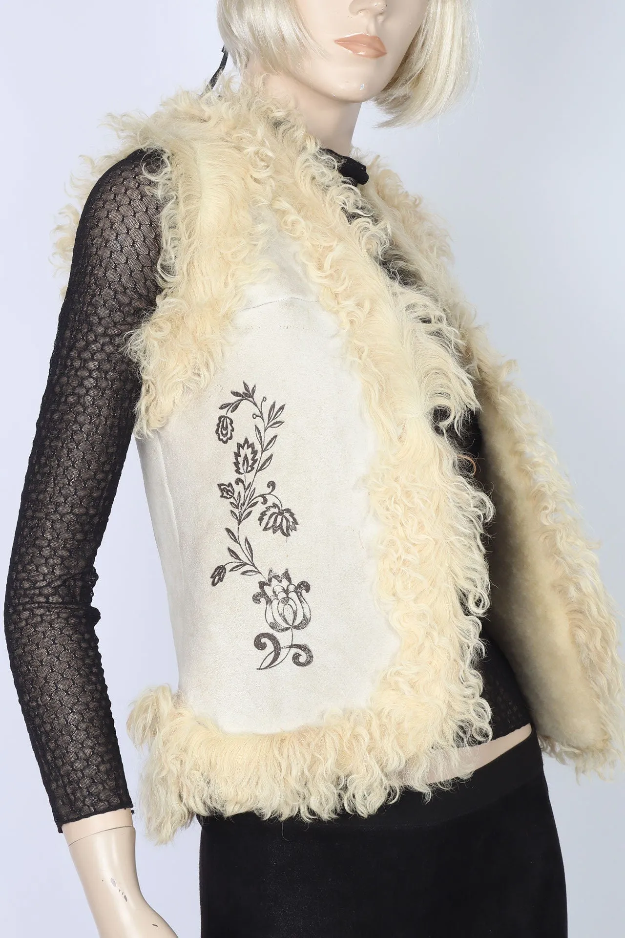 1970's Shearling Embroidered Vest XXS