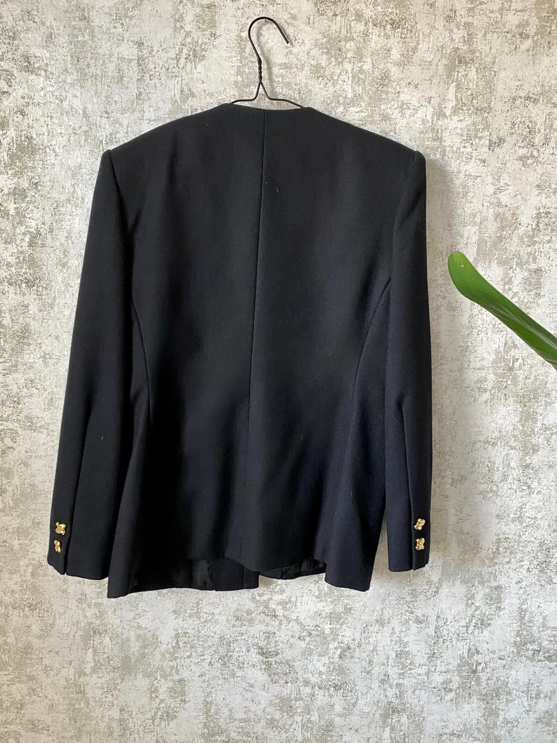 1980s Boxy Velvet Trim Blazer