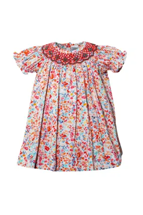 20146-Orange Floral Bishop Baby Girl Dress