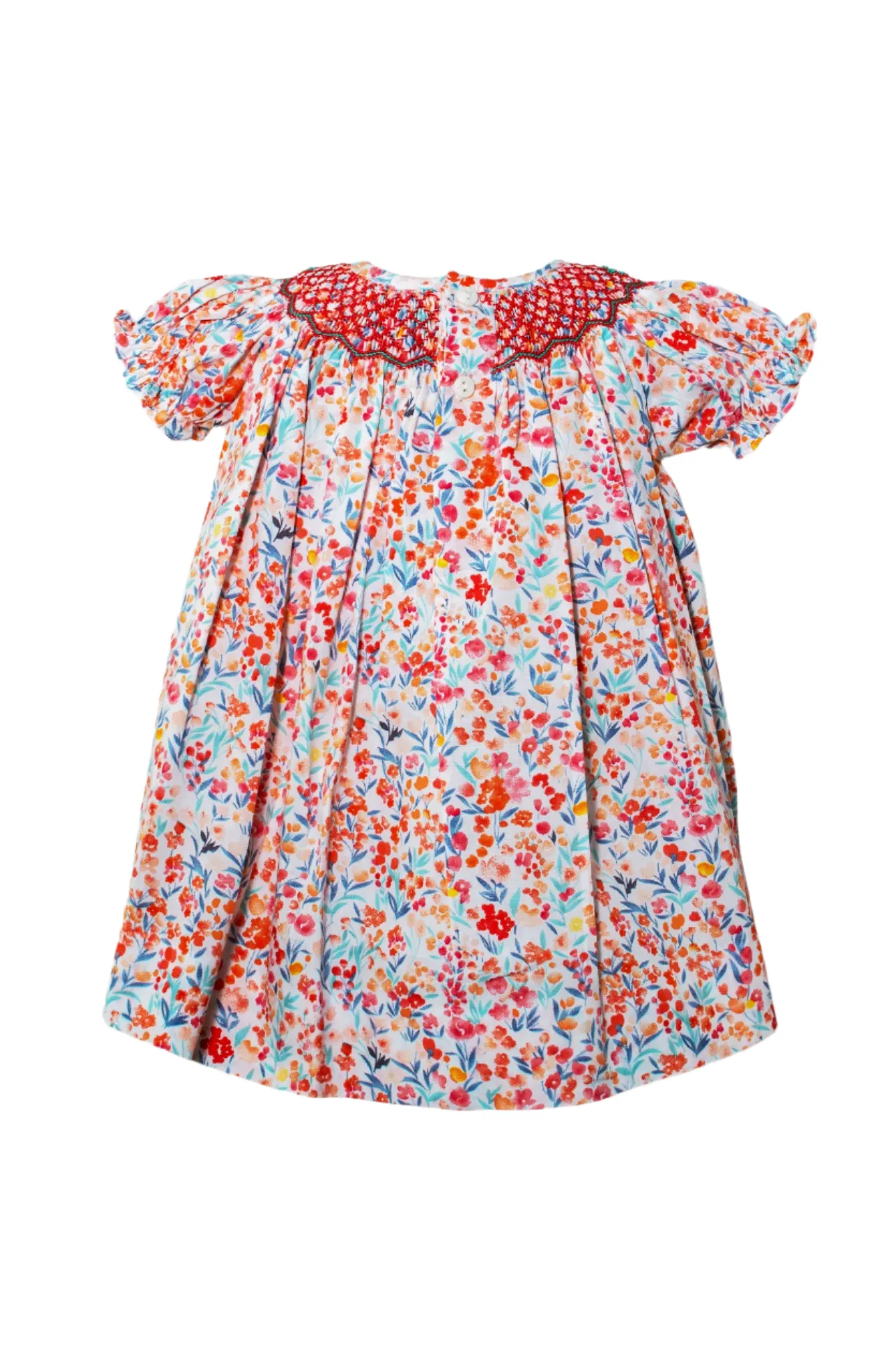 20146-Orange Floral Bishop Baby Girl Dress