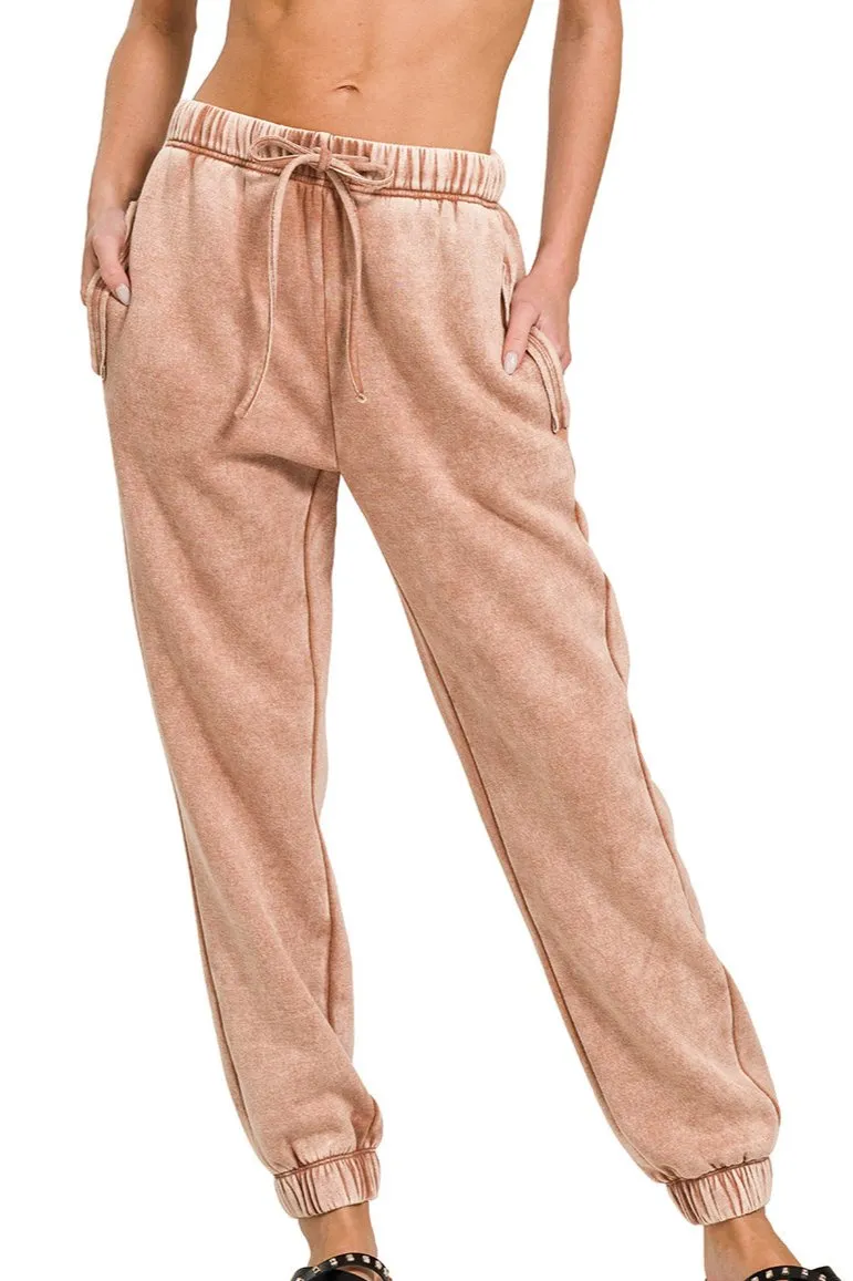 Acid Wash Fleece Jogger Sweatpants