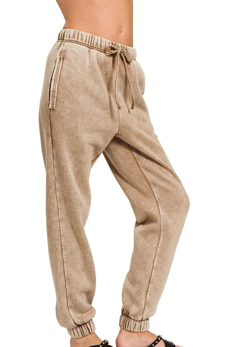 Acid Wash Fleece Jogger Sweatpants
