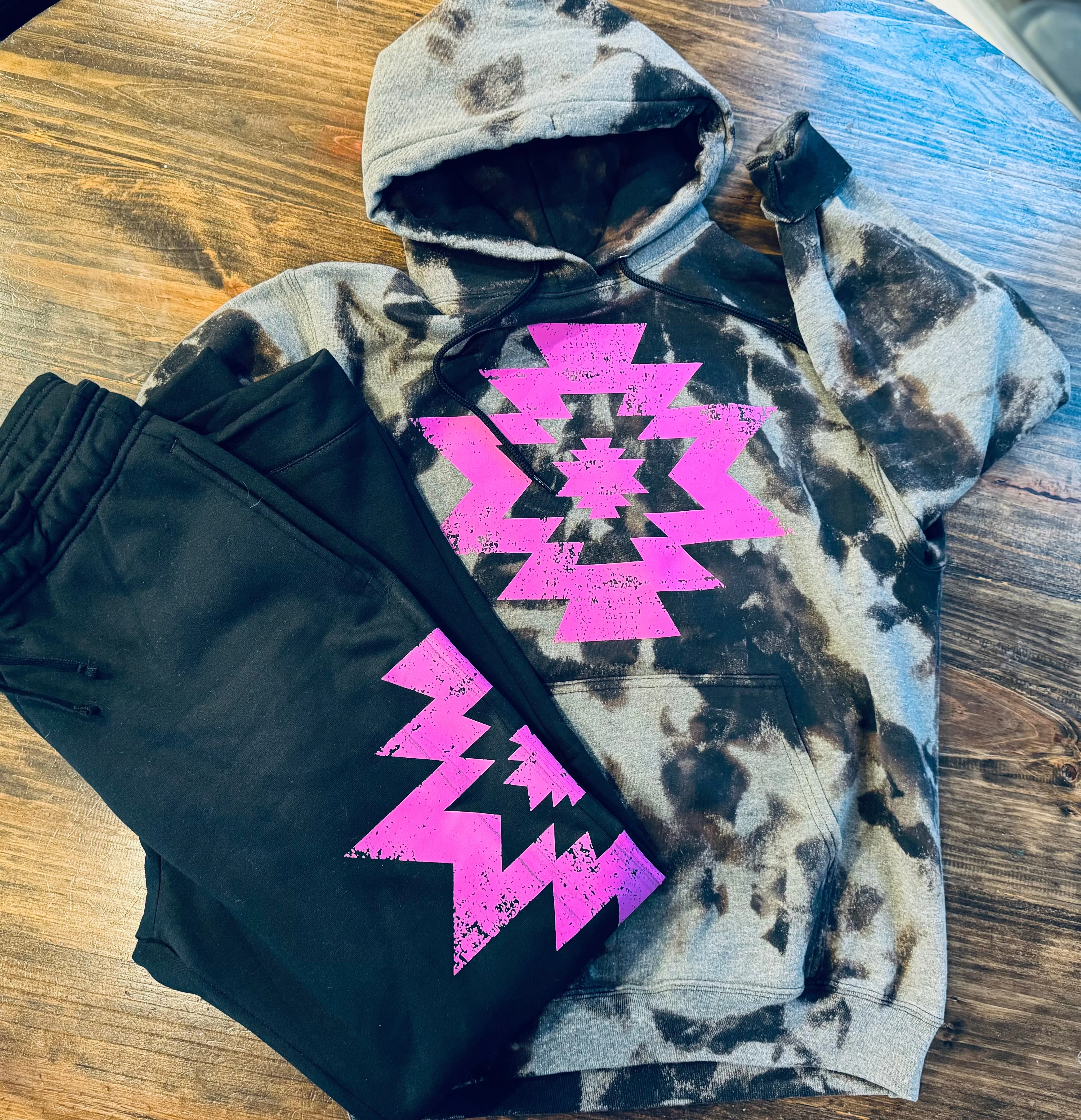 Acid wash pink Aztec sweatsuit sweat set (purchase separately)