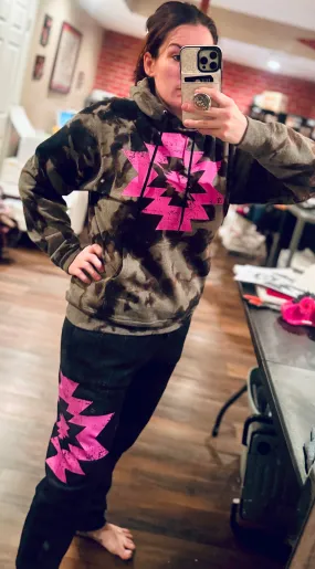 Acid wash pink Aztec sweatsuit sweat set (purchase separately)