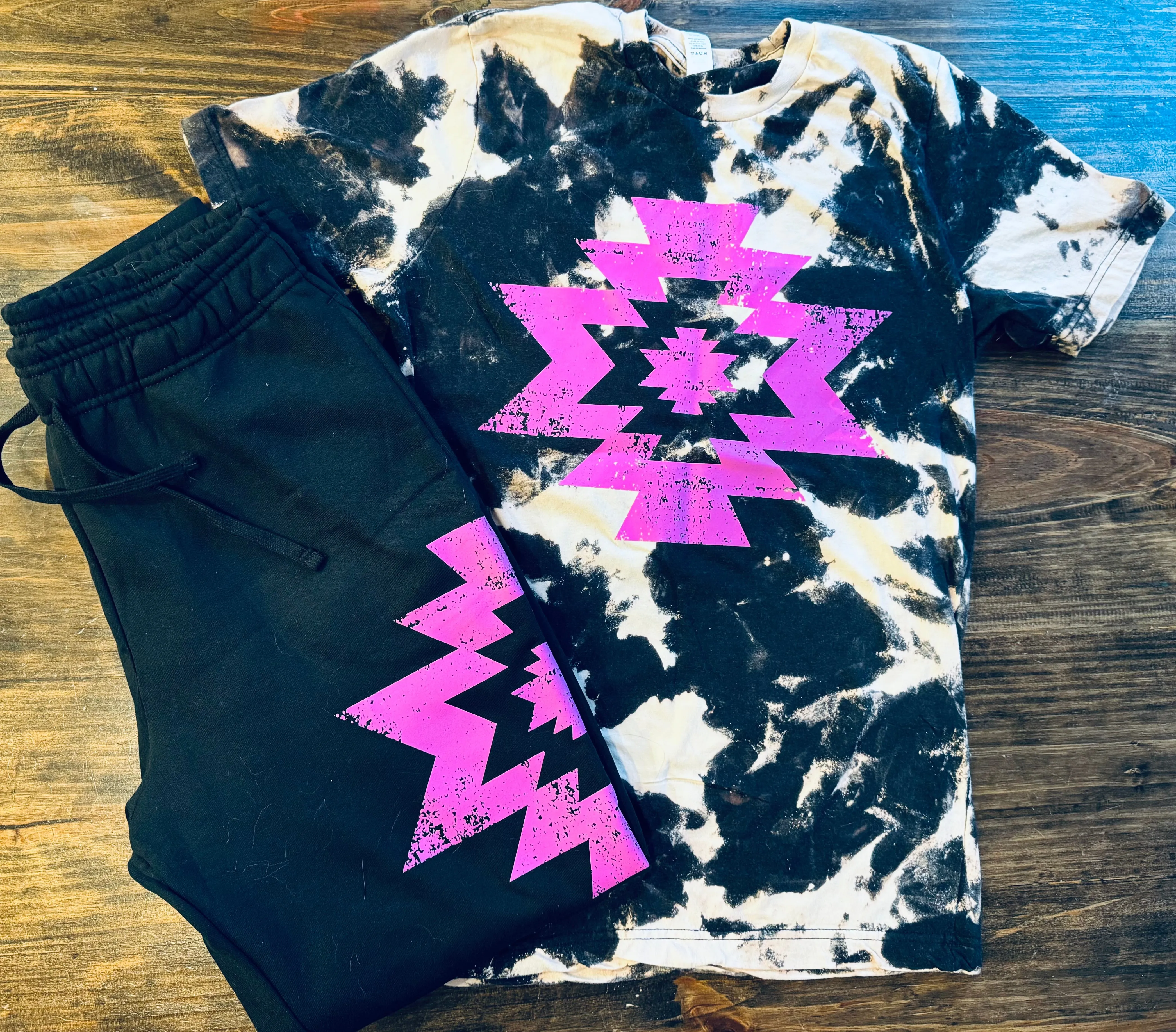 Acid wash pink Aztec sweatsuit sweat set (purchase separately)