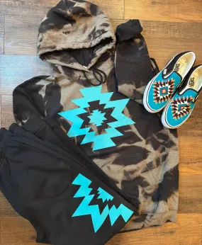 Acid wash turquoise teal Aztec sweatsuit sweat set (purchase separately)