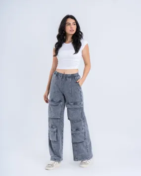 Acid Washed Cargo Sweatpants