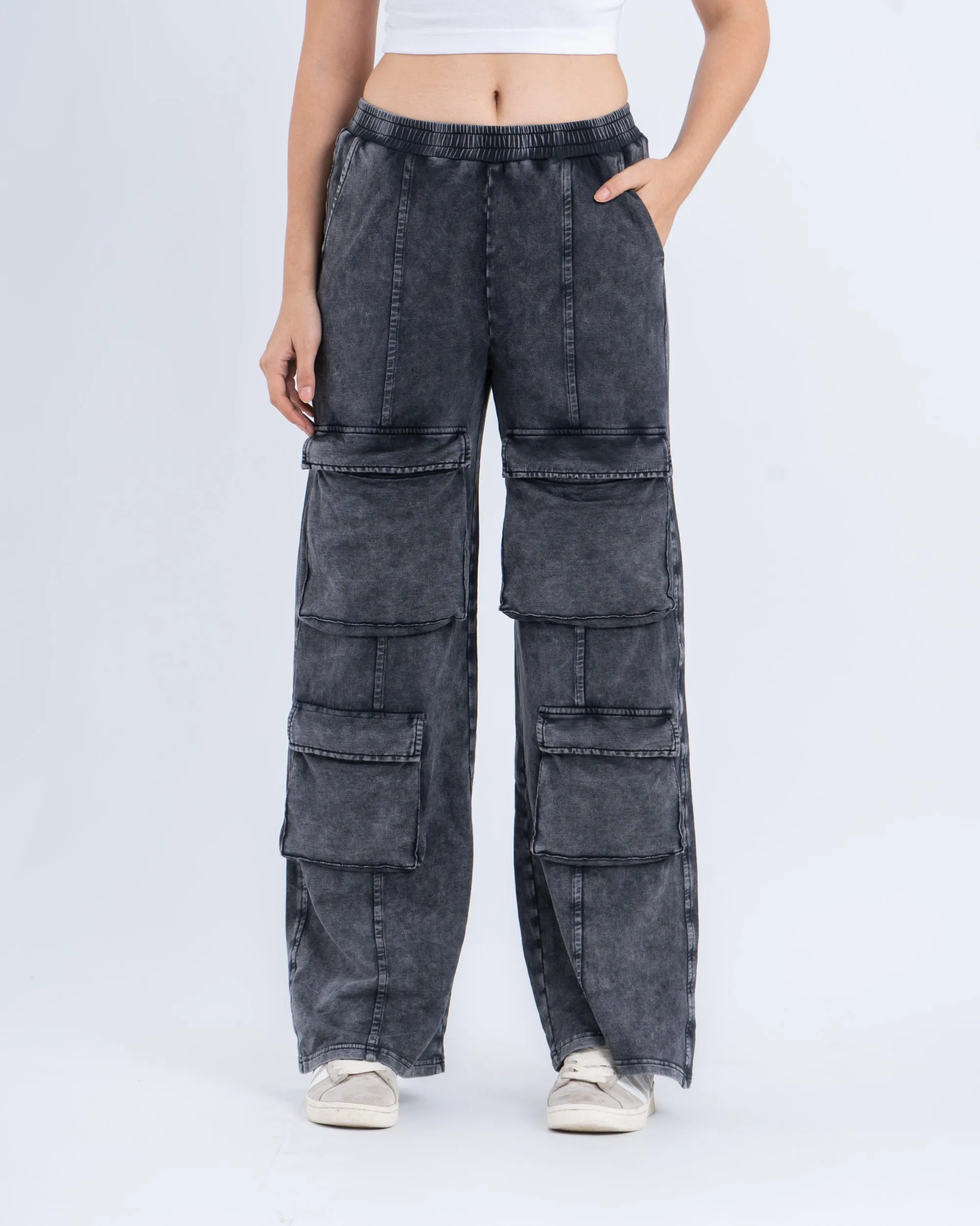Acid Washed Cargo Sweatpants