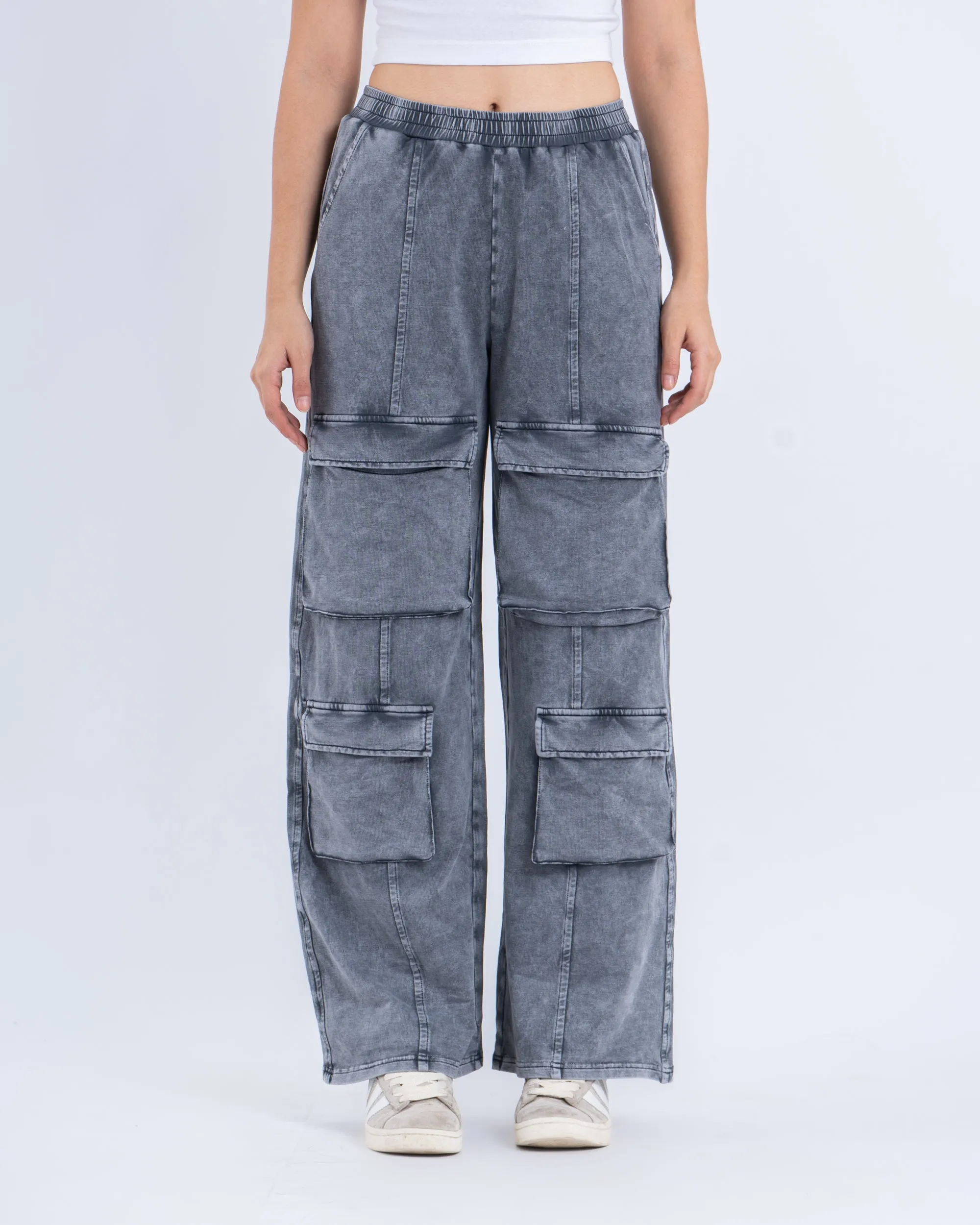 Acid Washed Cargo Sweatpants