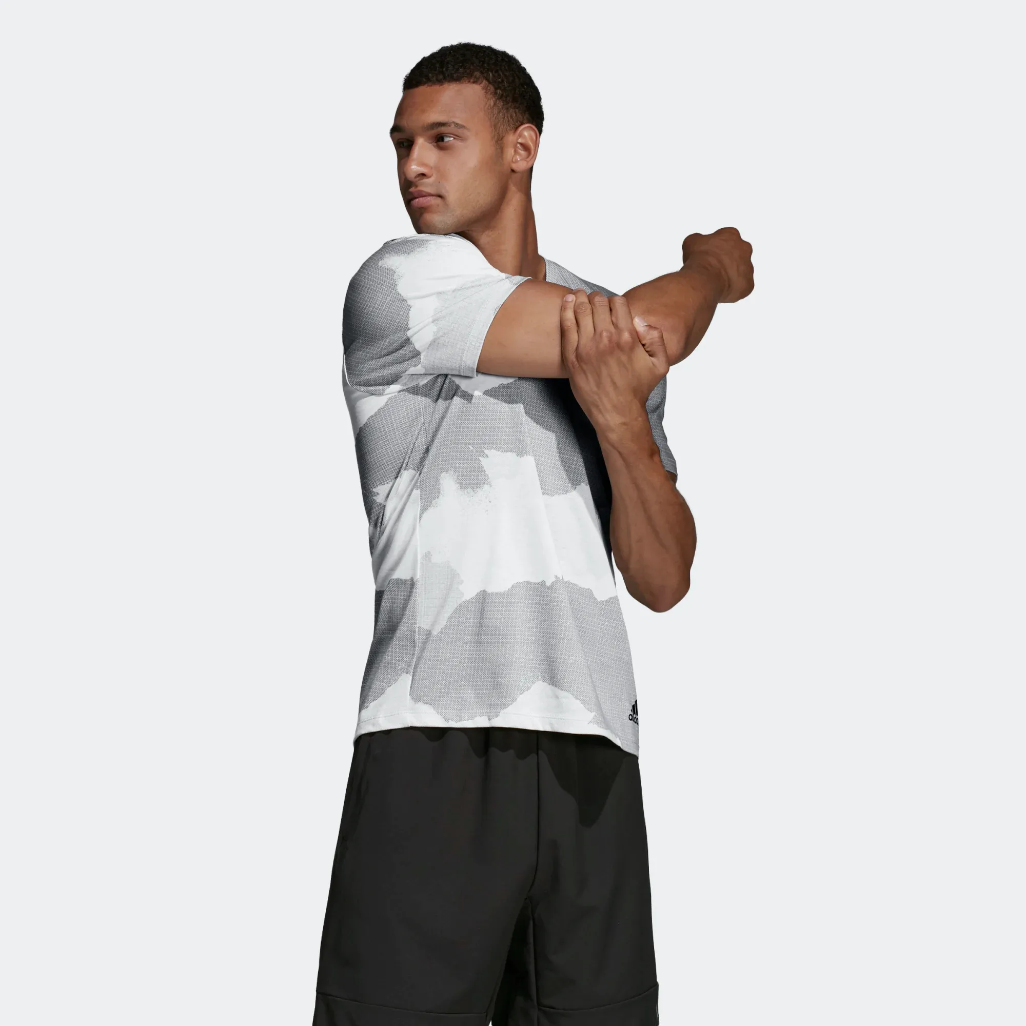 Adidas Freelift Tech Camo Training Tee - Raw White / Grey Three