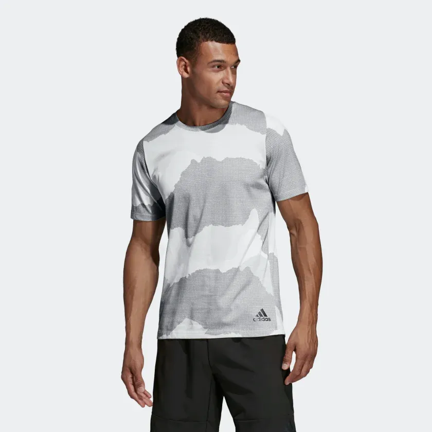 Adidas Freelift Tech Camo Training Tee - Raw White / Grey Three