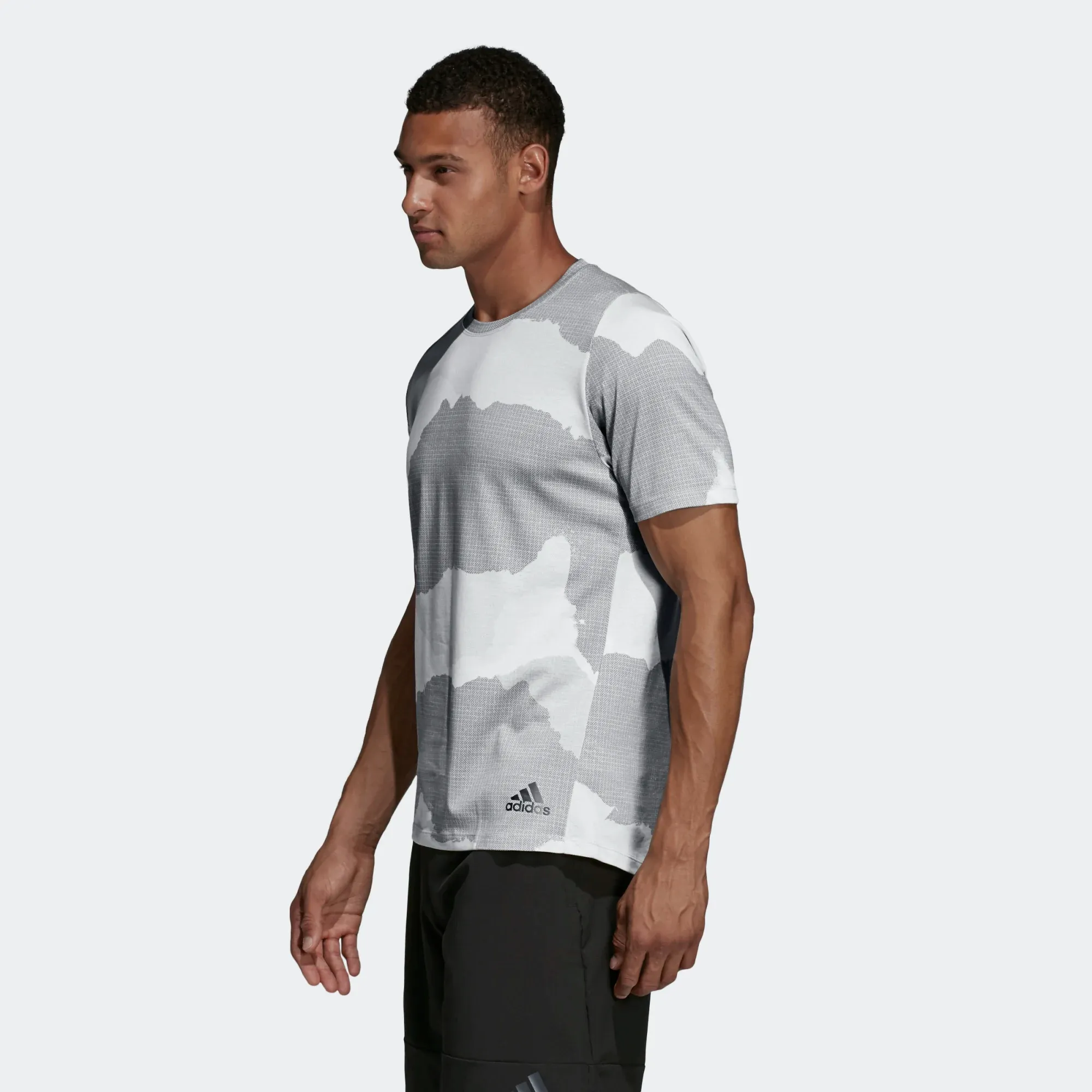 Adidas Freelift Tech Camo Training Tee - Raw White / Grey Three