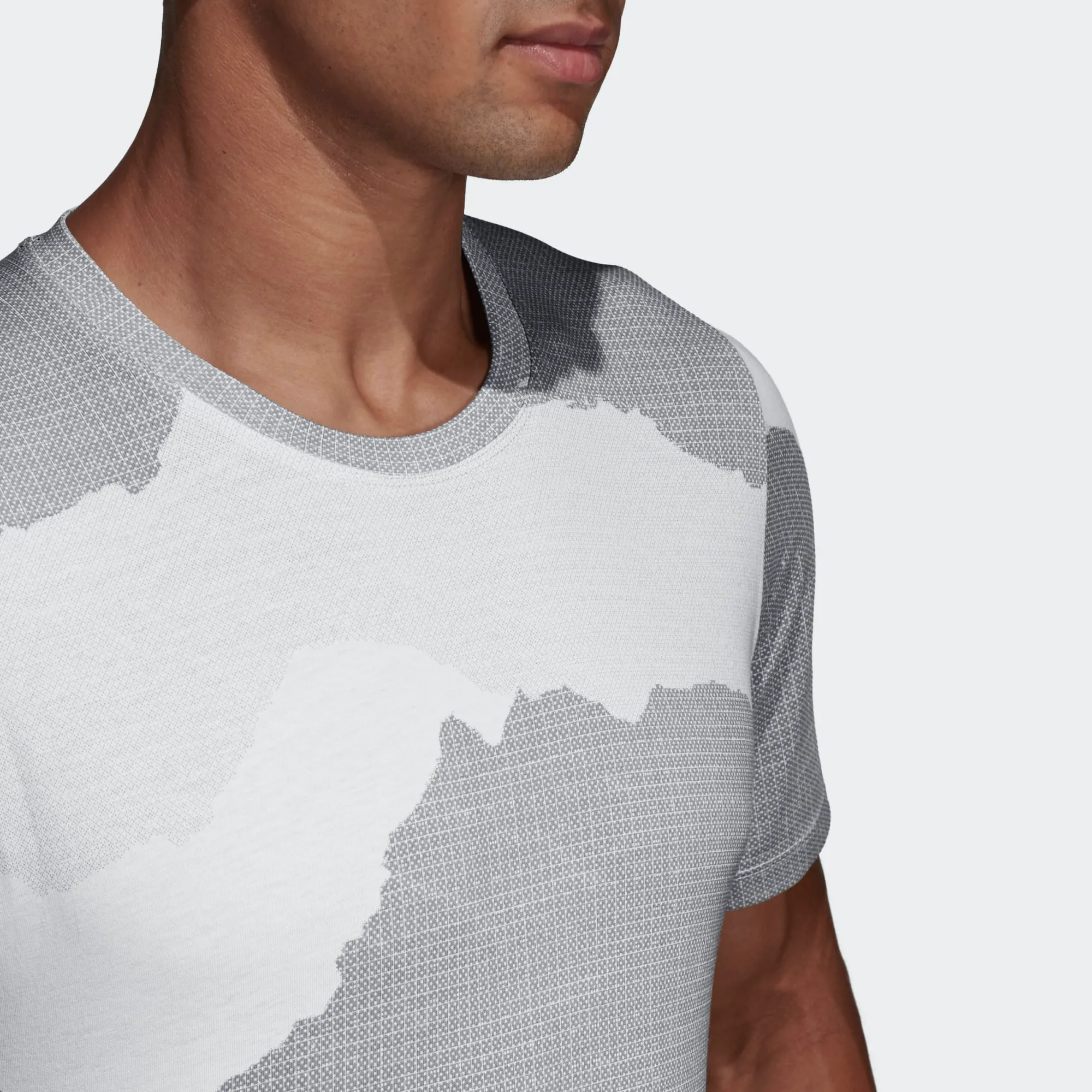 Adidas Freelift Tech Camo Training Tee - Raw White / Grey Three