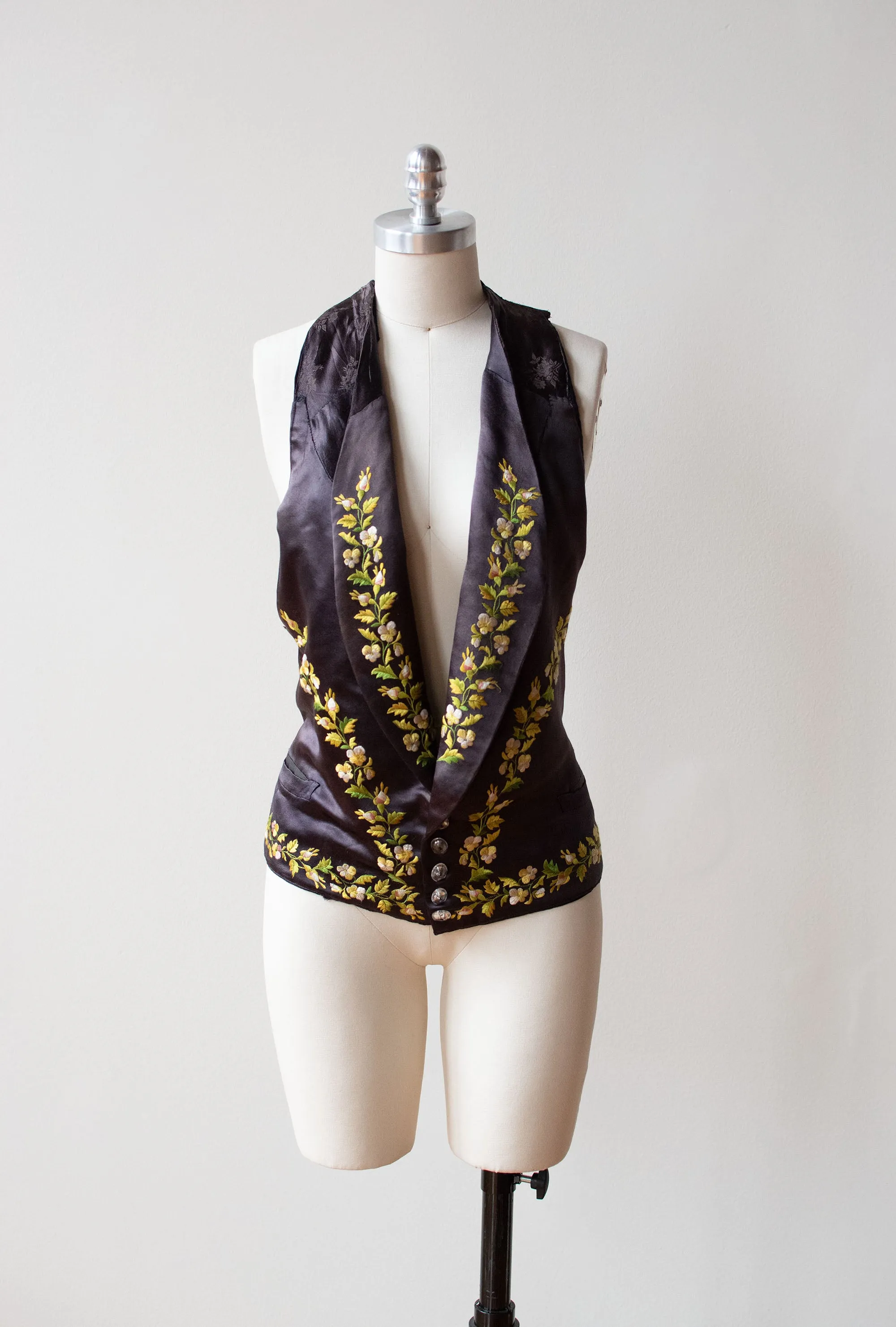 Antique Embroidered Silk Vest