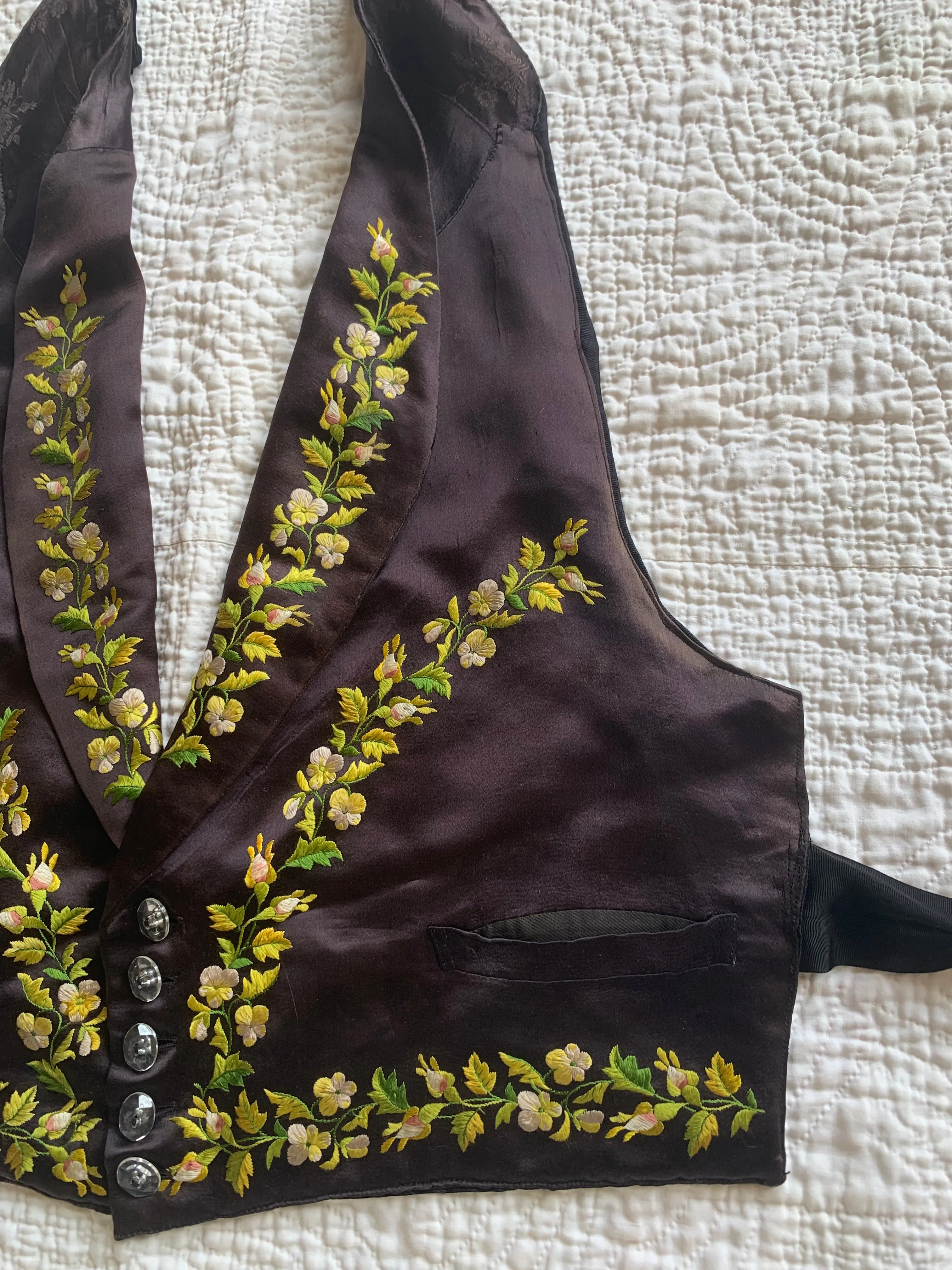 Antique Embroidered Silk Vest