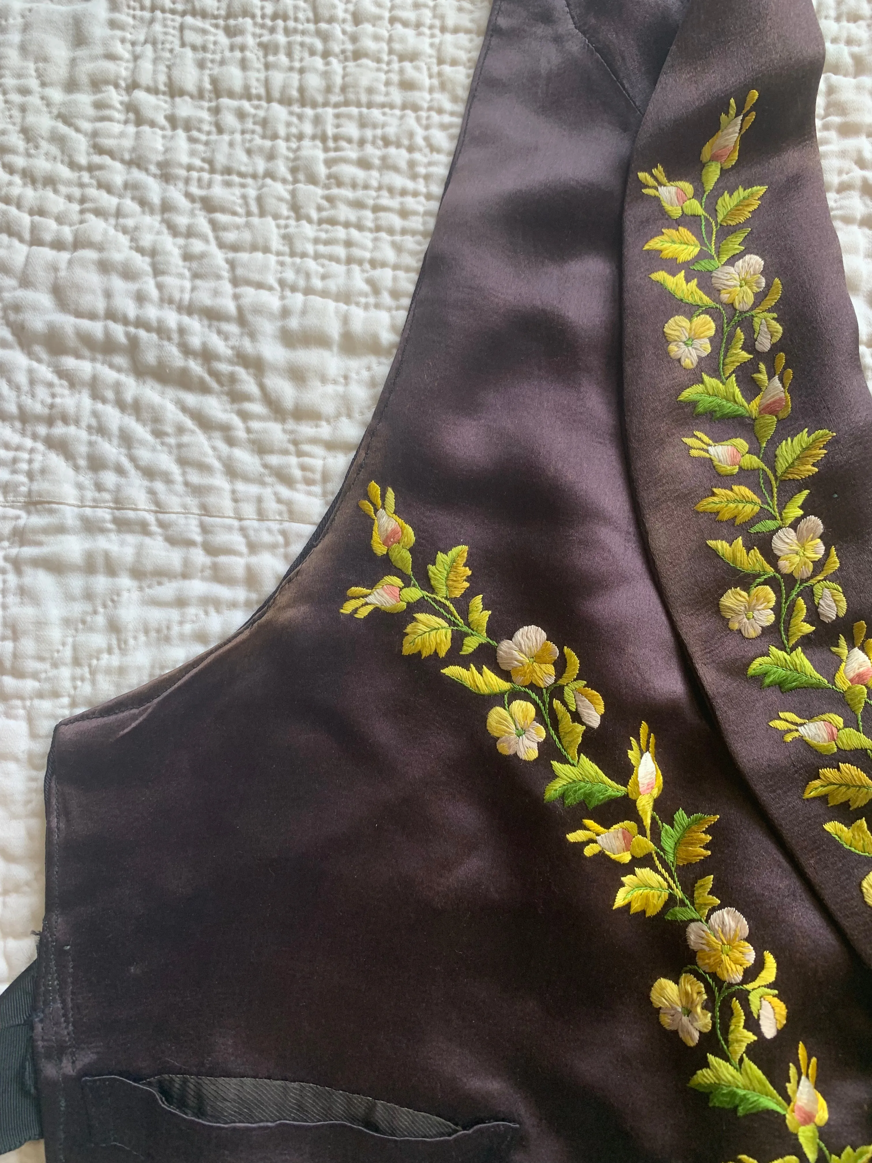 Antique Embroidered Silk Vest