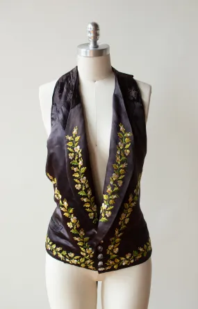 Antique Embroidered Silk Vest