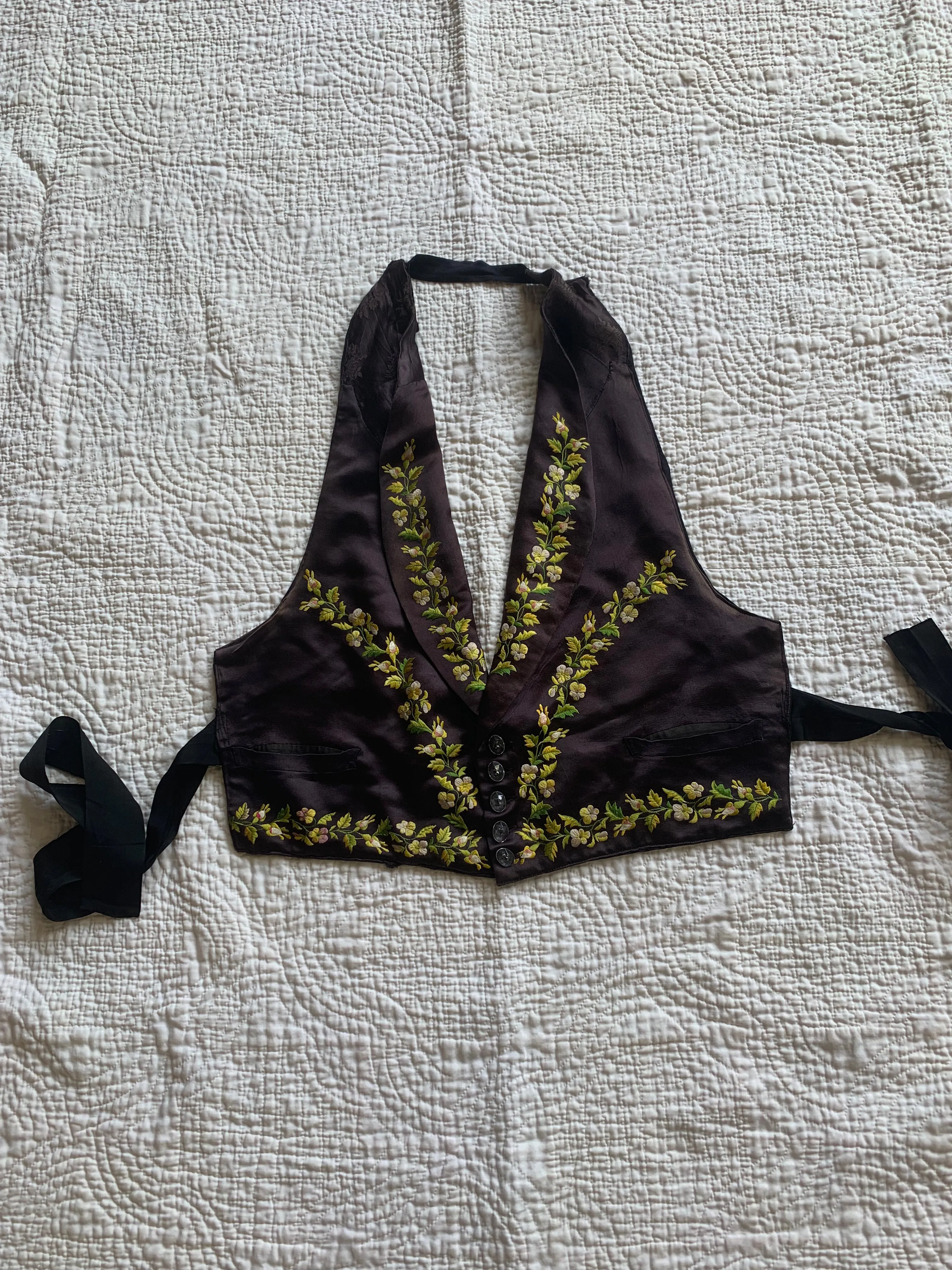 Antique Embroidered Silk Vest