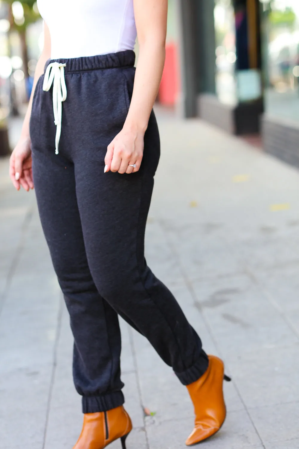 Ash Black Acid Wash Fleece Sweatpants
