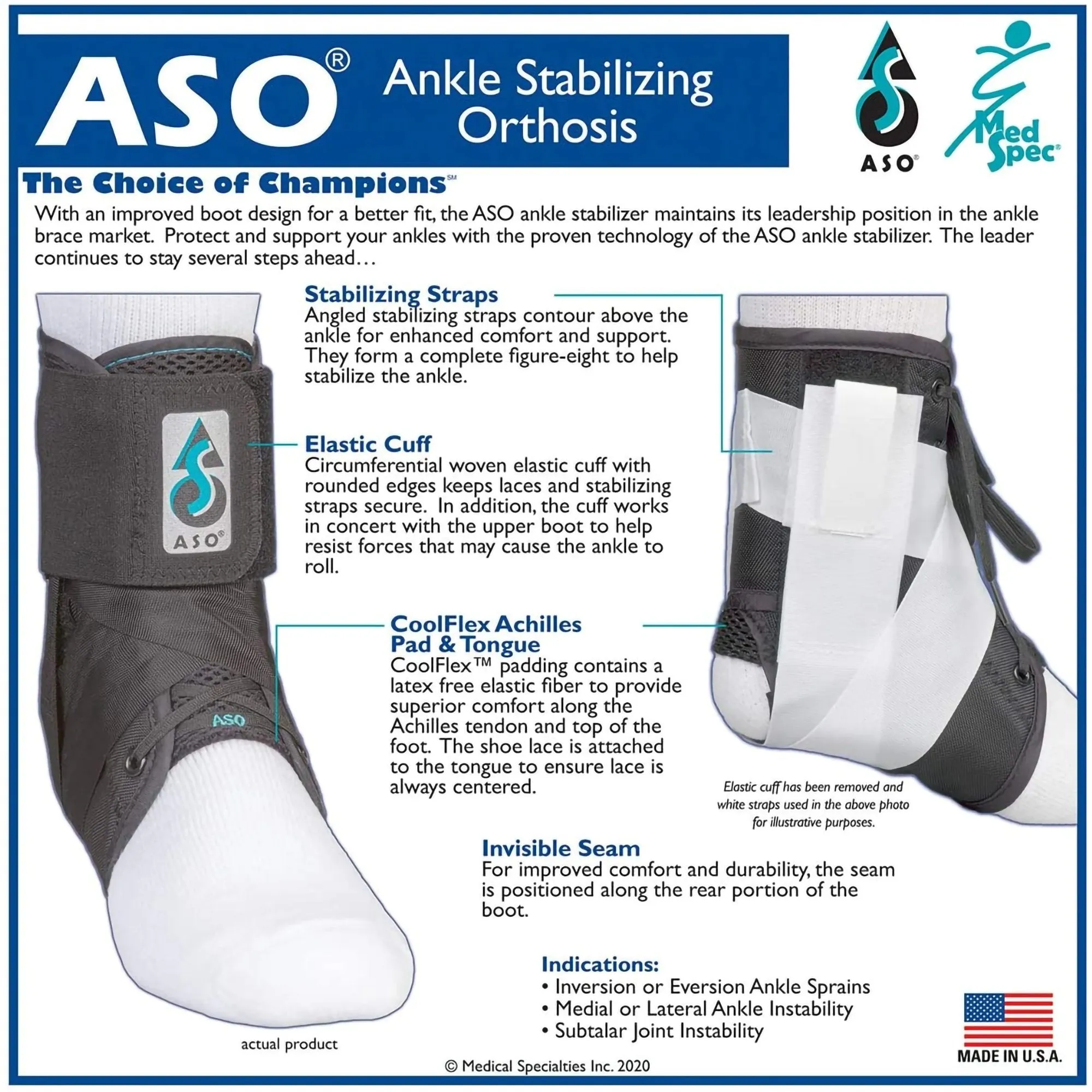 ASO® Speed Lacer Ankle Brace, Small