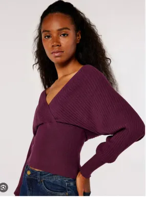 Bar Back Ribbed Batwing Sweater-FINAL SALE