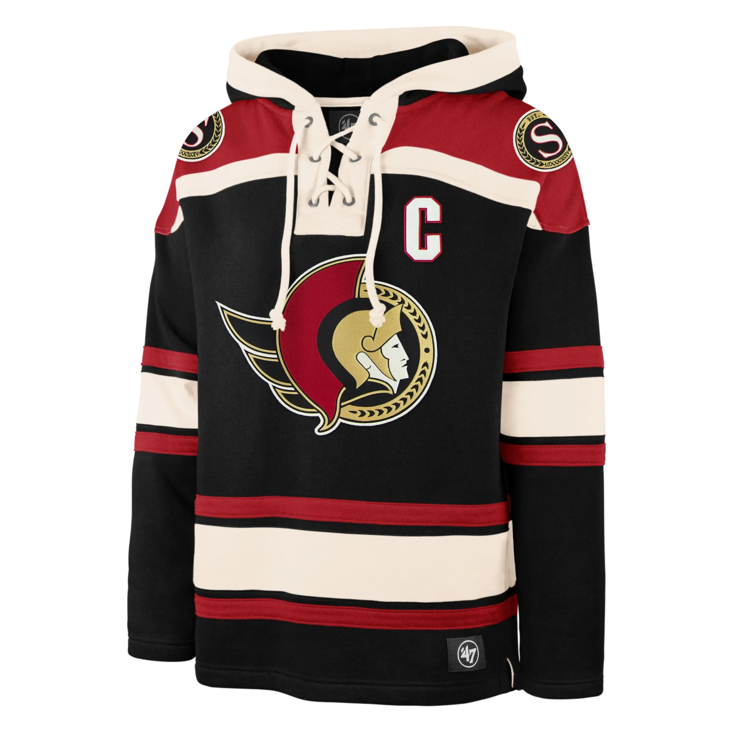 Brady Tkachuk Ottawa Senators NHL 47 Brand Men's Black Heavyweight Lacer Hoodie