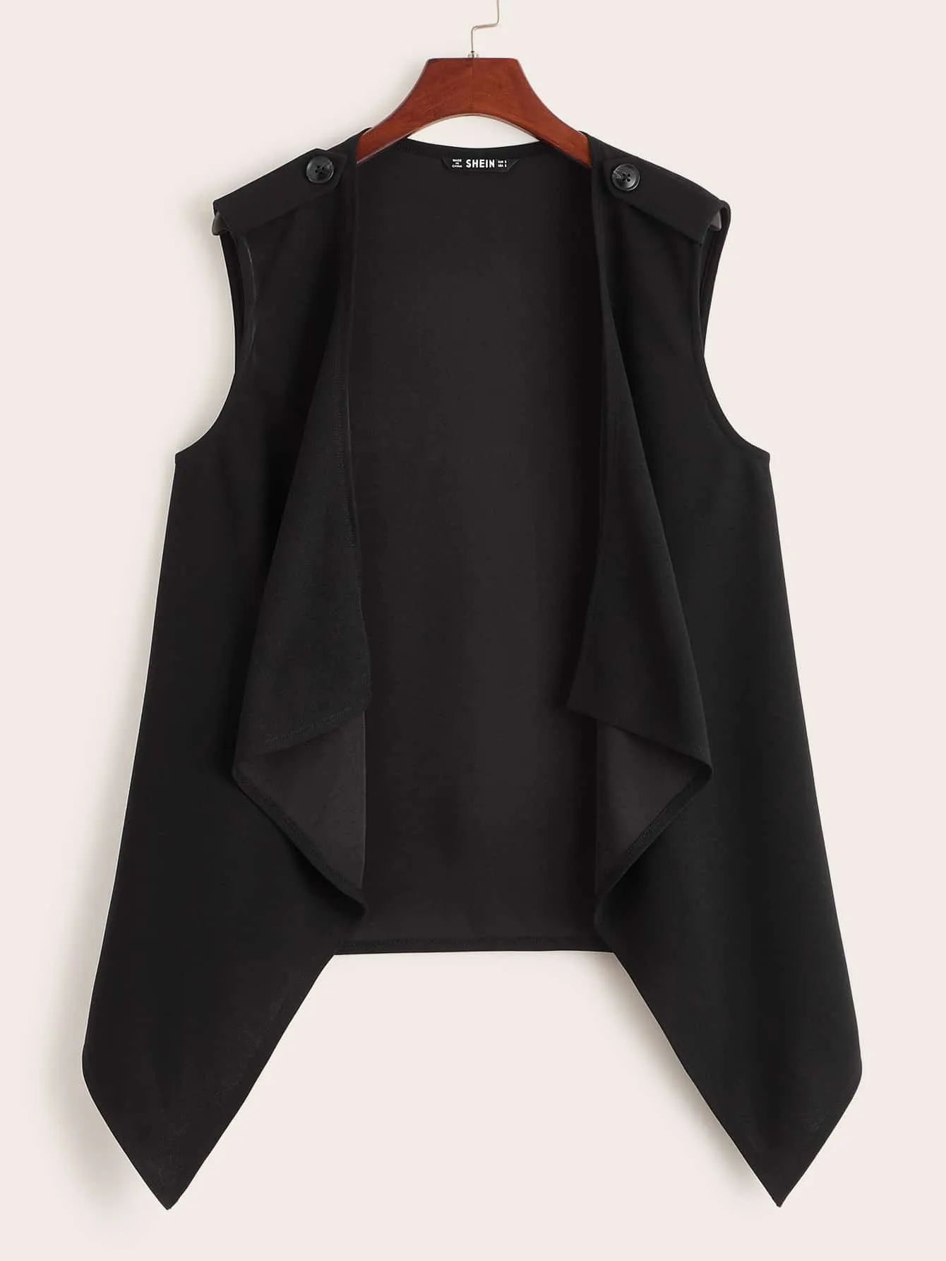 Button Shoulder Duster Vest for Women