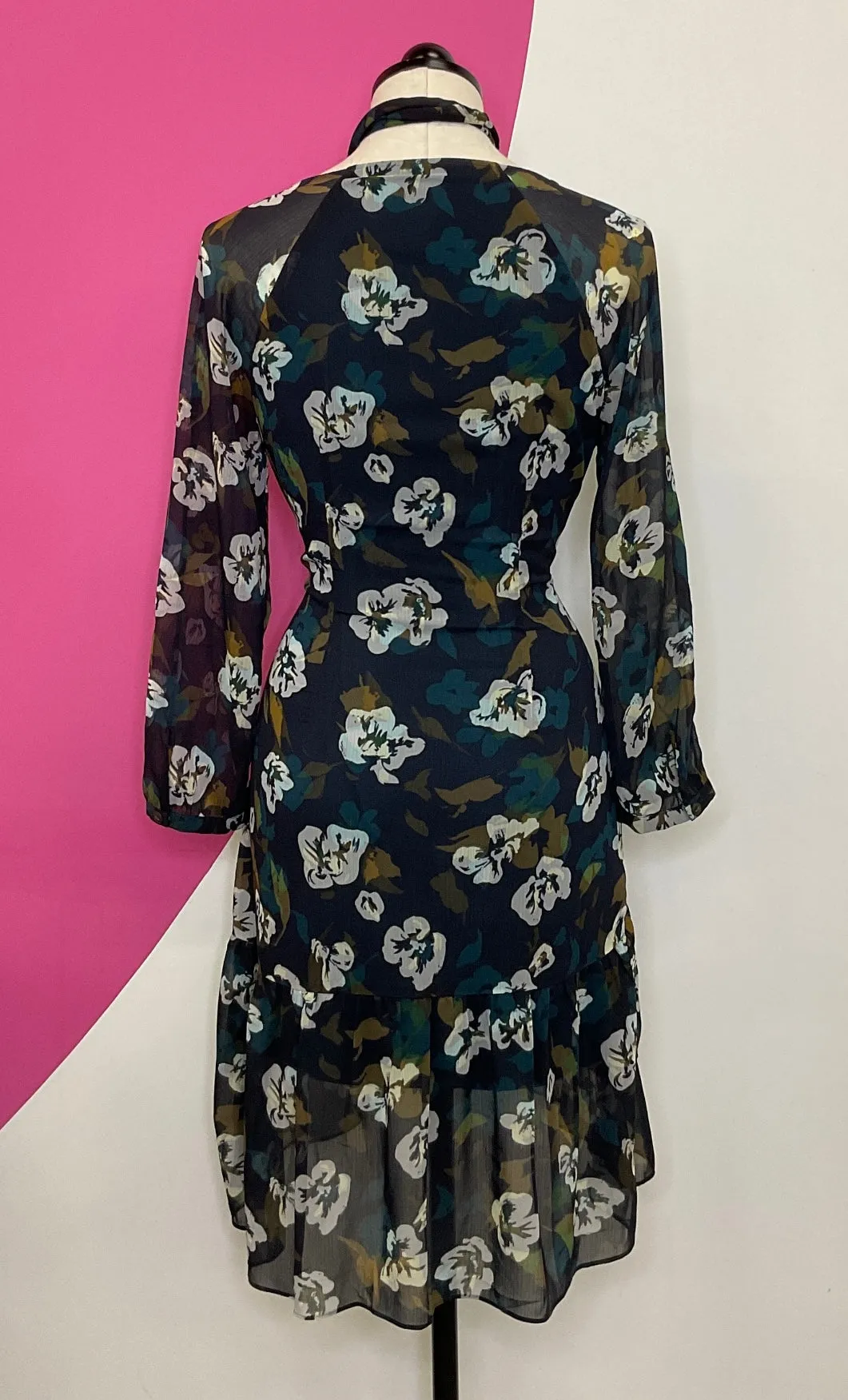 CABI PIROUETTE CHIFFON FLOUNCE DRESS - S