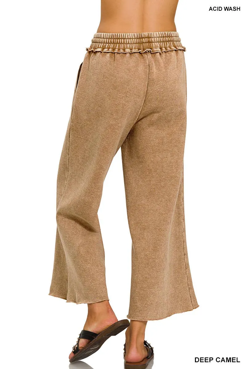Camel Acid Wash cropped Sweatpants
