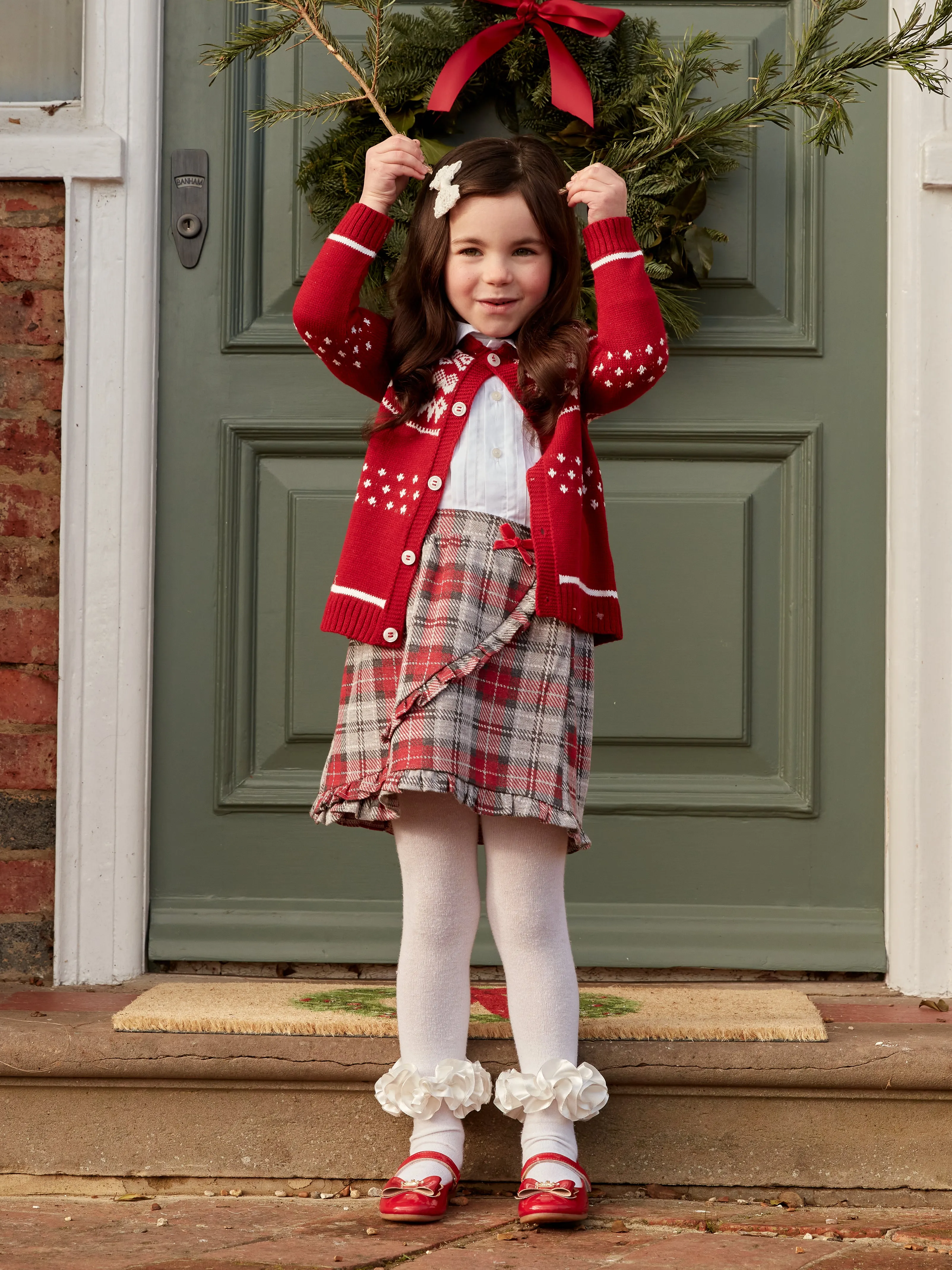 Caramelo Kids Red Fairisle Jumper & Skirt Set