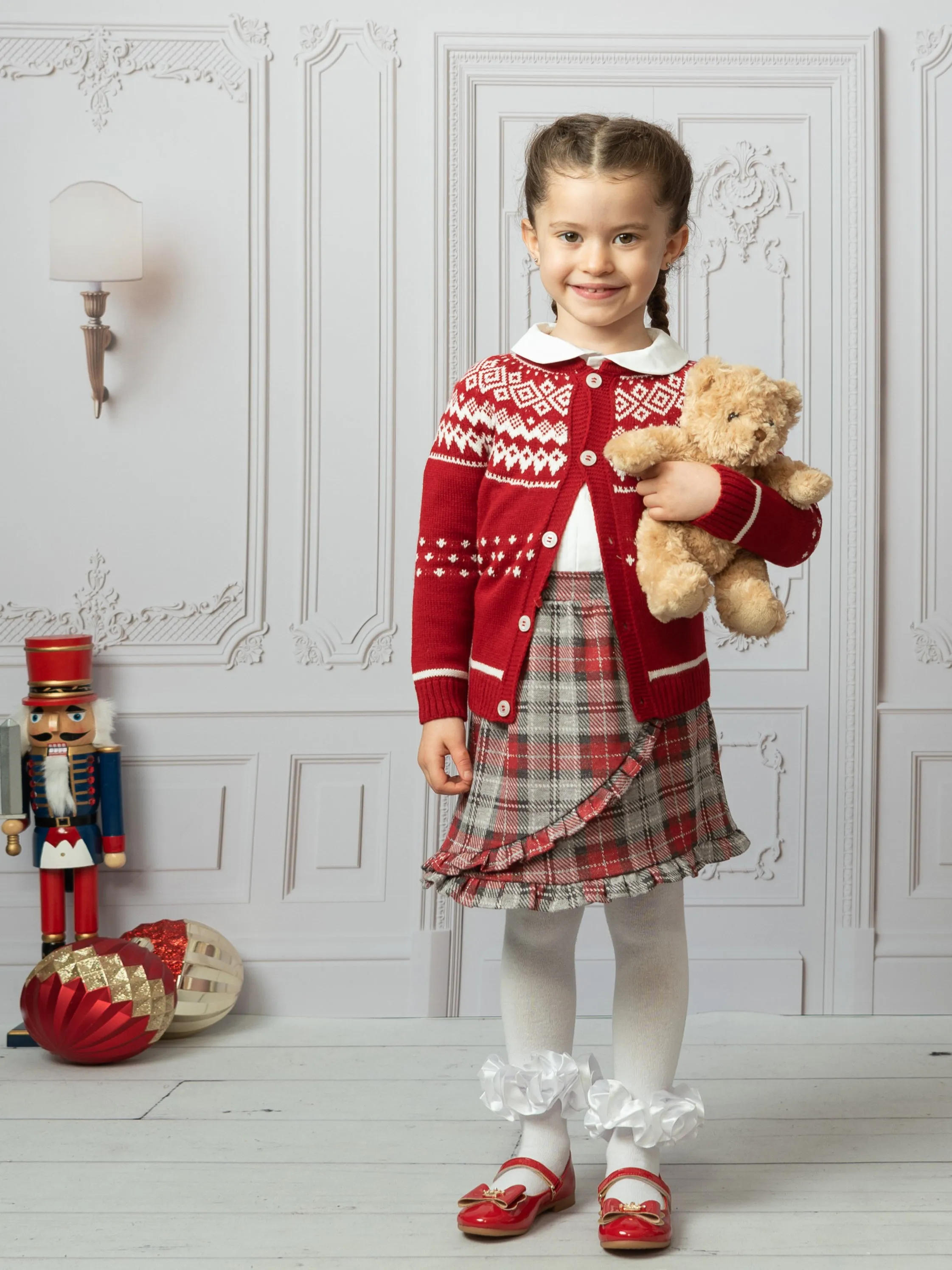 Caramelo Kids Red Fairisle Jumper & Skirt Set