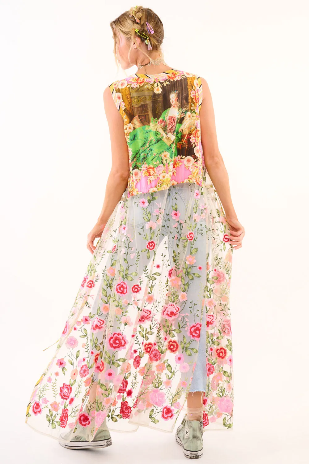 Cassia Embroidered Mesh Maxi Duster