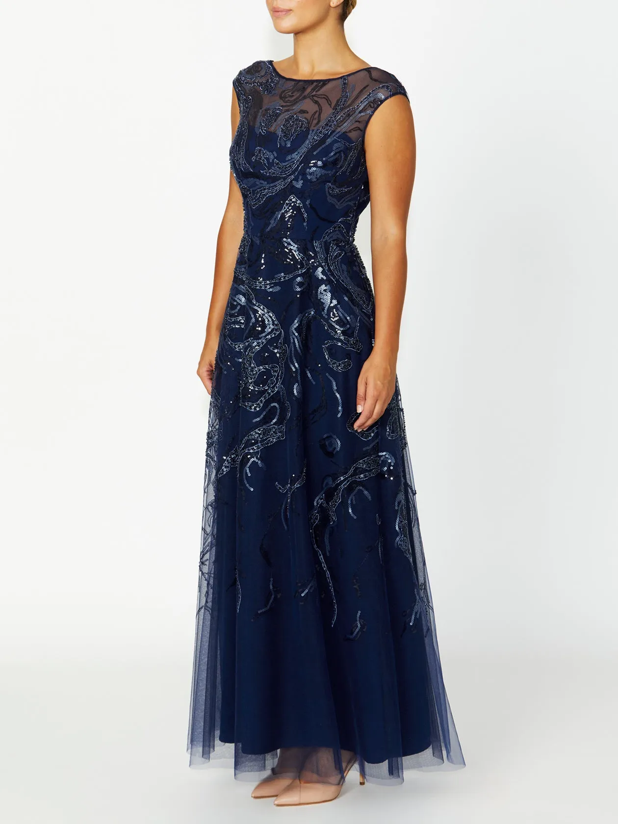 Catalina Navy Sequin Gown