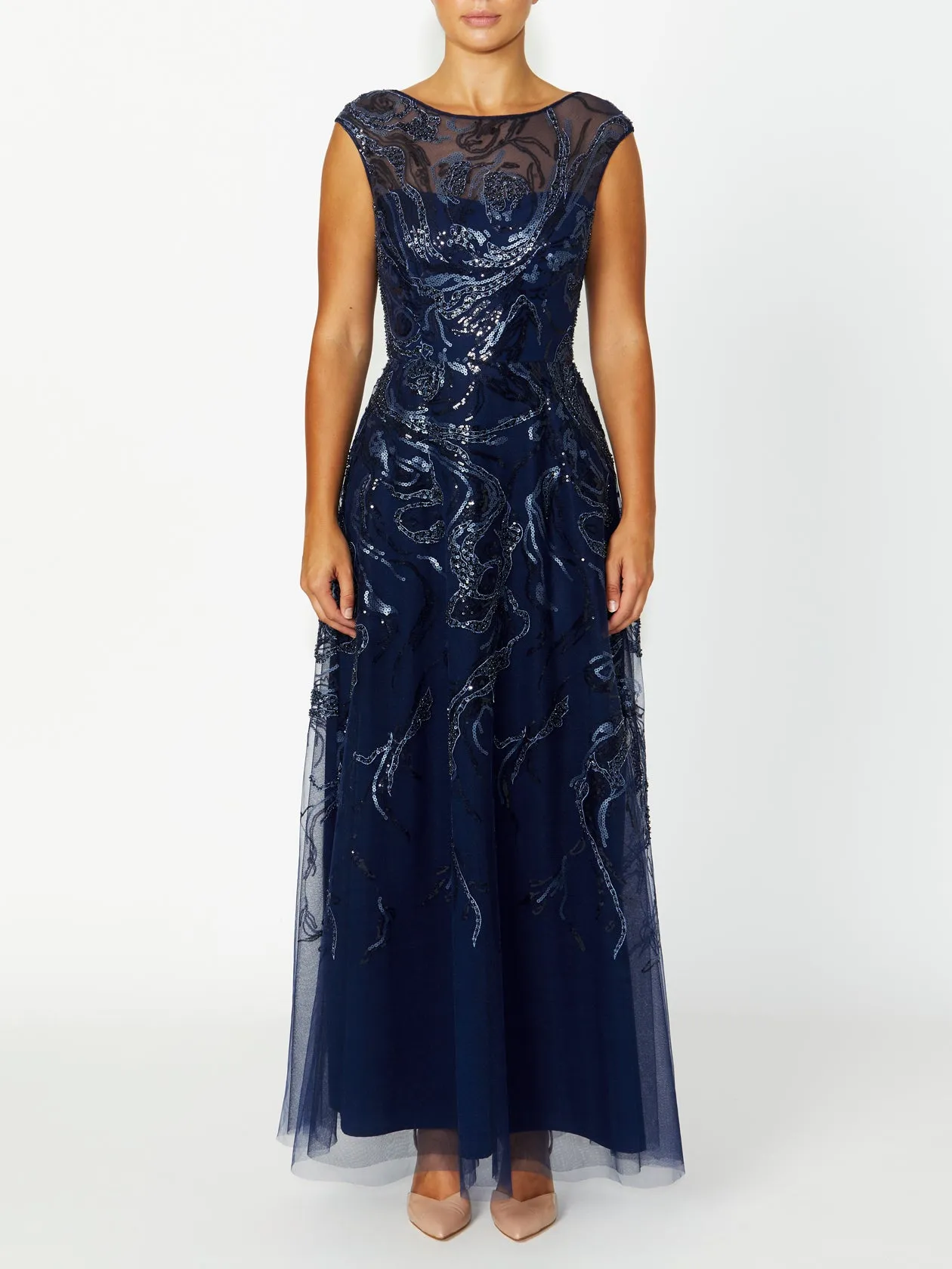 Catalina Navy Sequin Gown