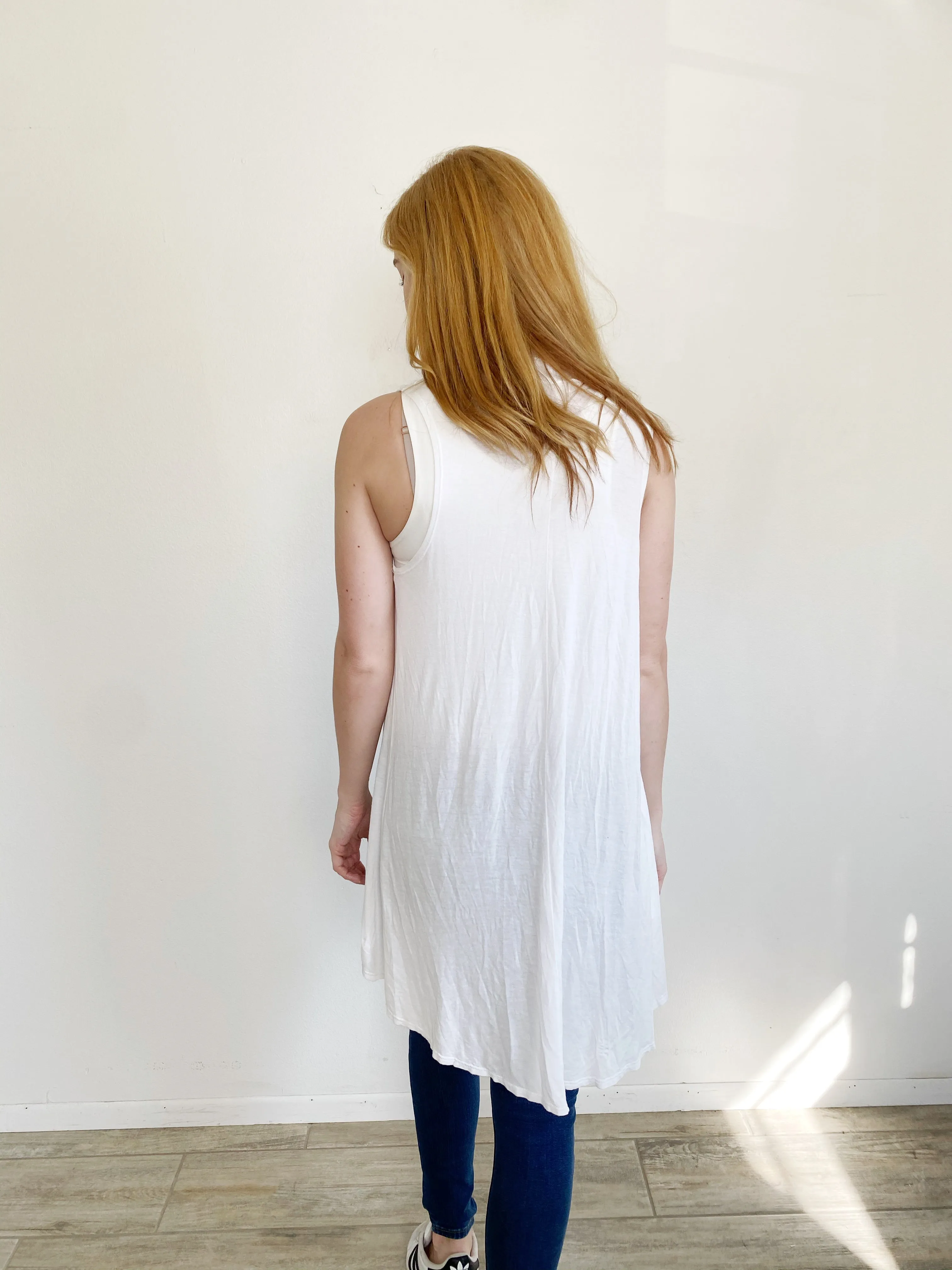 Caution To The Wind White Duster Vest Medium