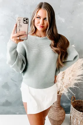 Cheerful Times Ribbed Dolman Sleeve Sweater (Sage)
