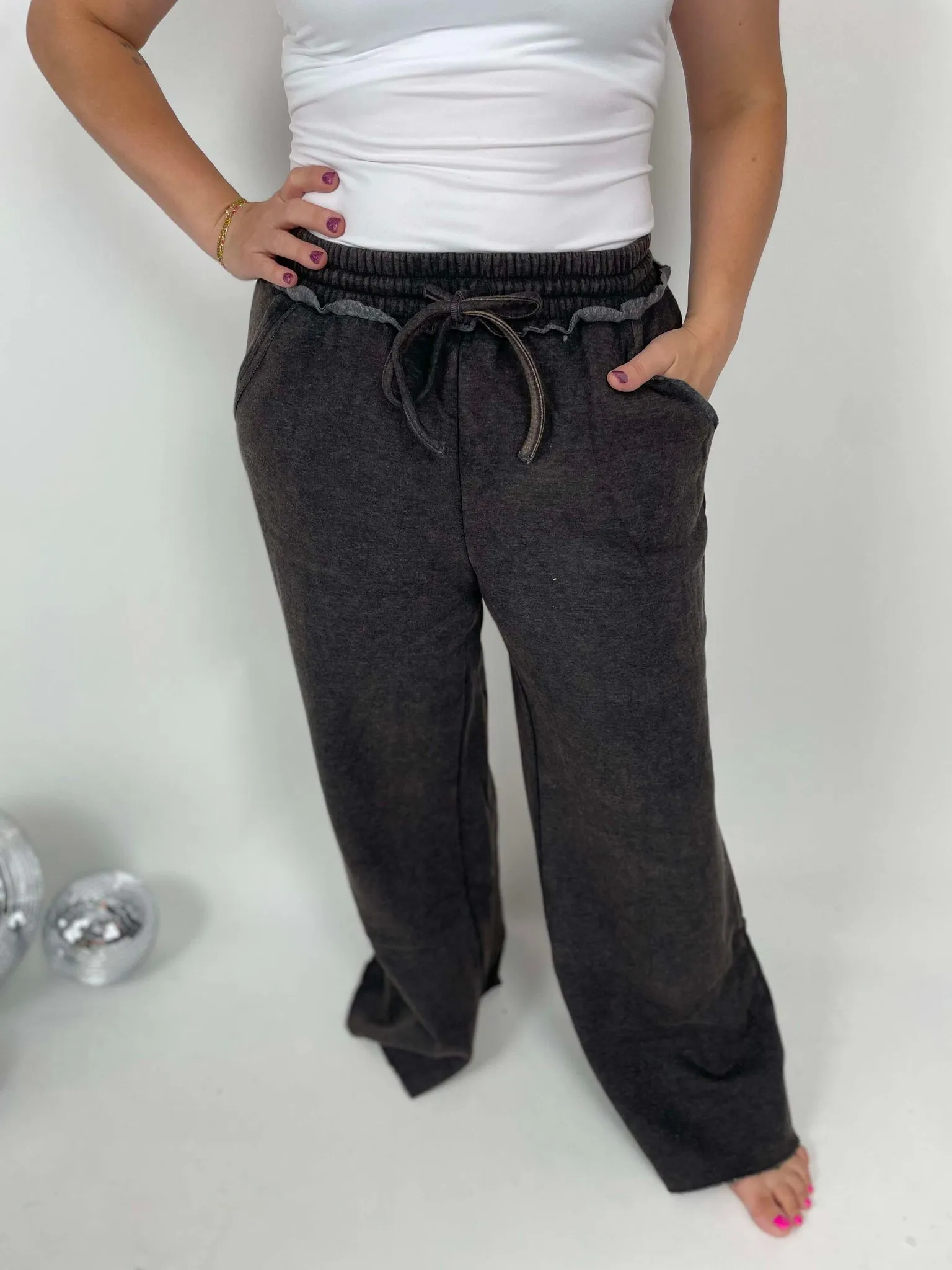 Cloud Comfort Palazzo Sweatpants in Black