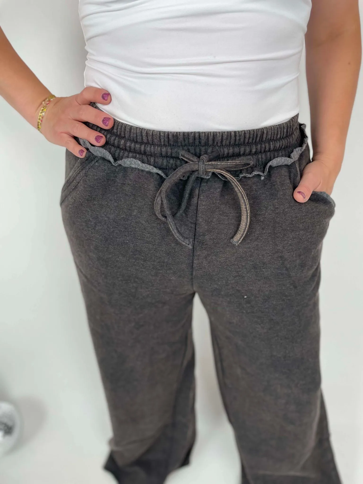 Cloud Comfort Palazzo Sweatpants in Black