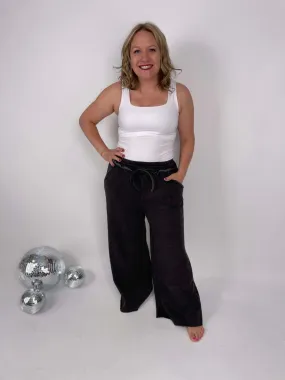 Cloud Comfort Palazzo Sweatpants in Black