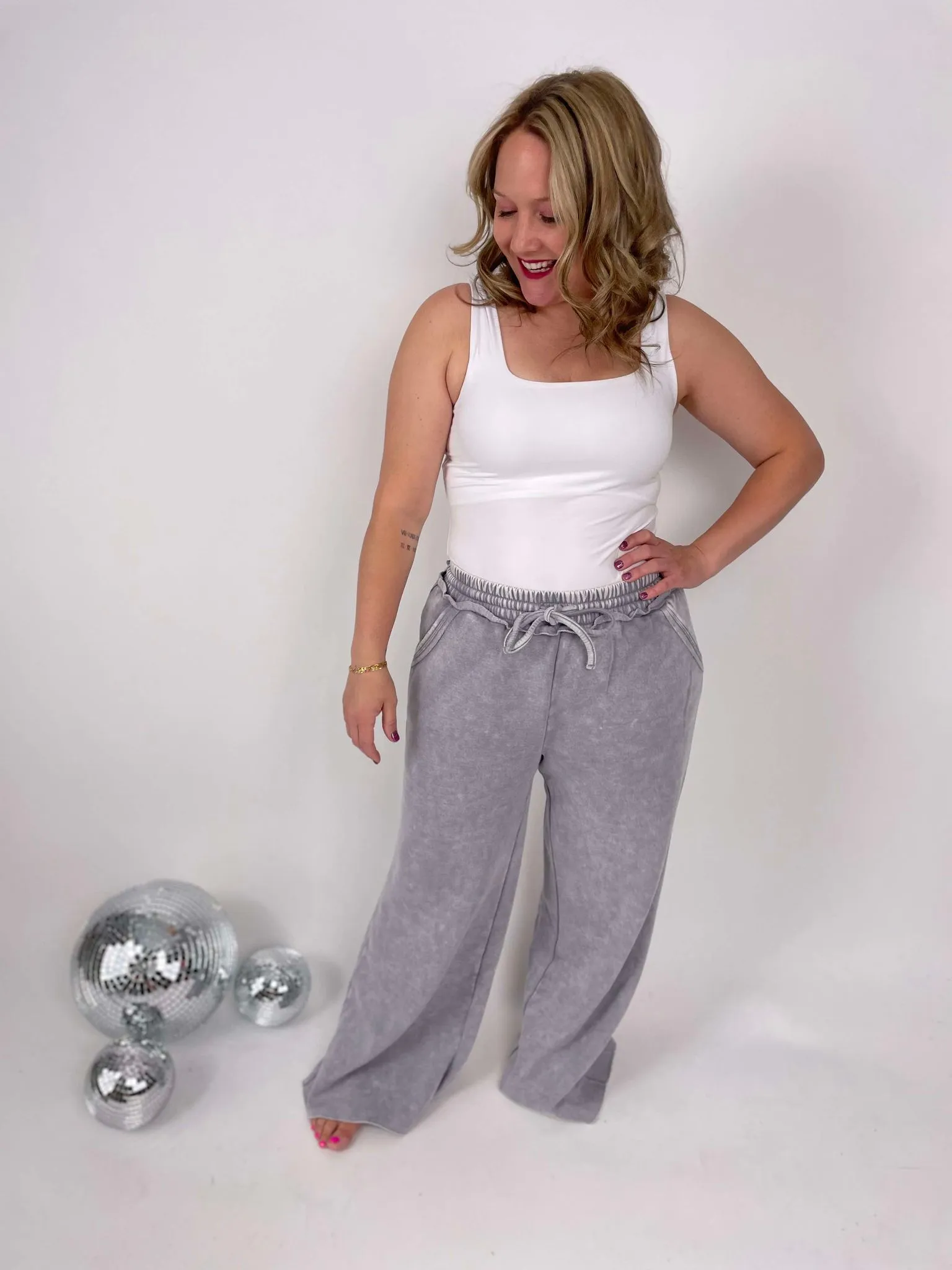 Cloud Comfort Palazzo Sweatpants in Sleet