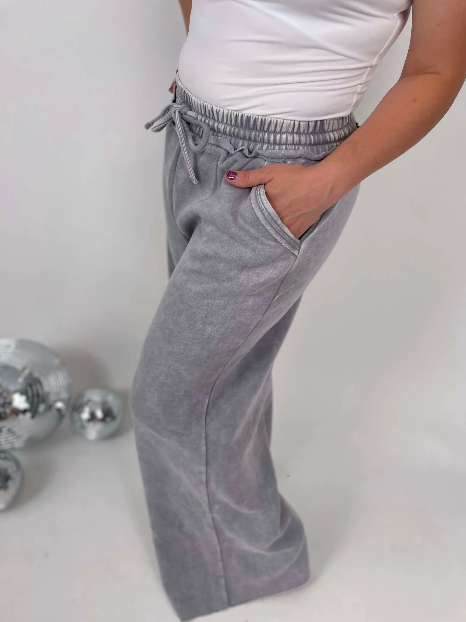 Cloud Comfort Palazzo Sweatpants in Sleet