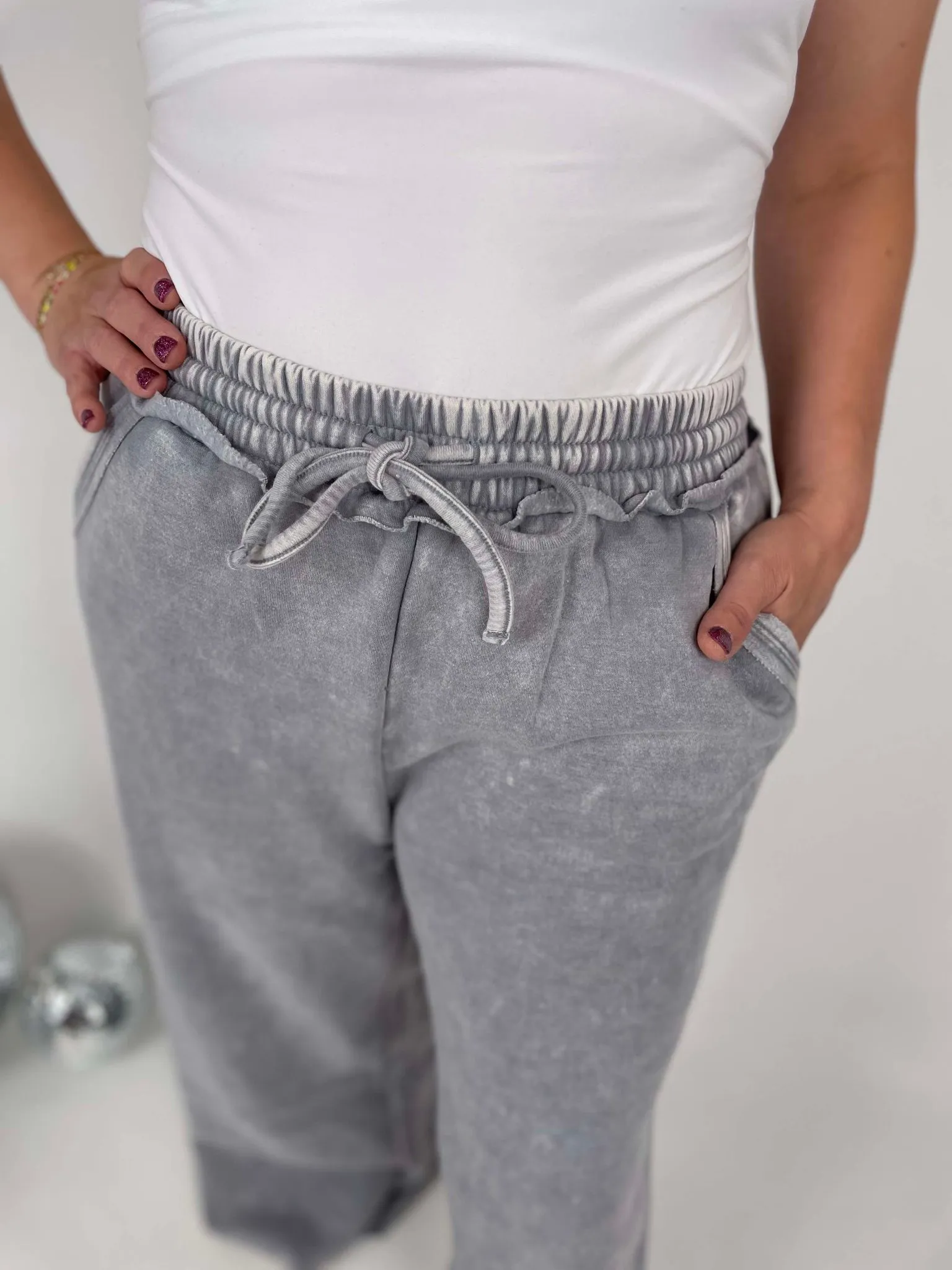 Cloud Comfort Palazzo Sweatpants in Sleet