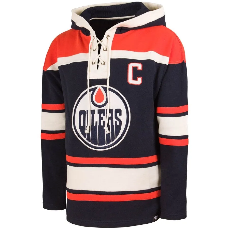 Connor McDavid Edmonton Oilers NHL 47 Brand Men's Navy Heavyweight Lacer Hoodie