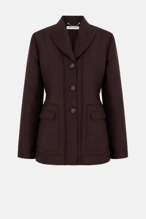 Courtney Tailored Jacket in Brown Merino Wool