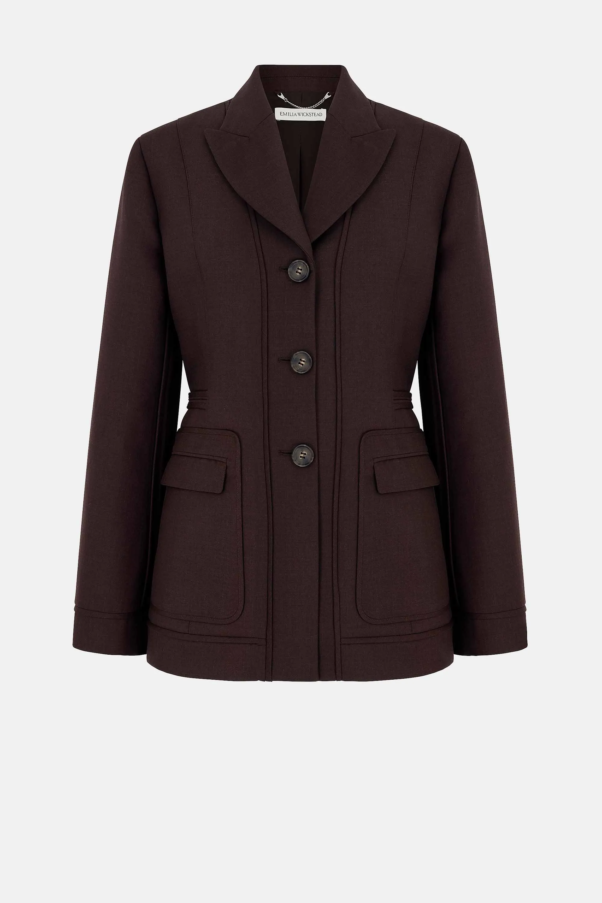 Courtney Tailored Jacket in Brown Merino Wool
