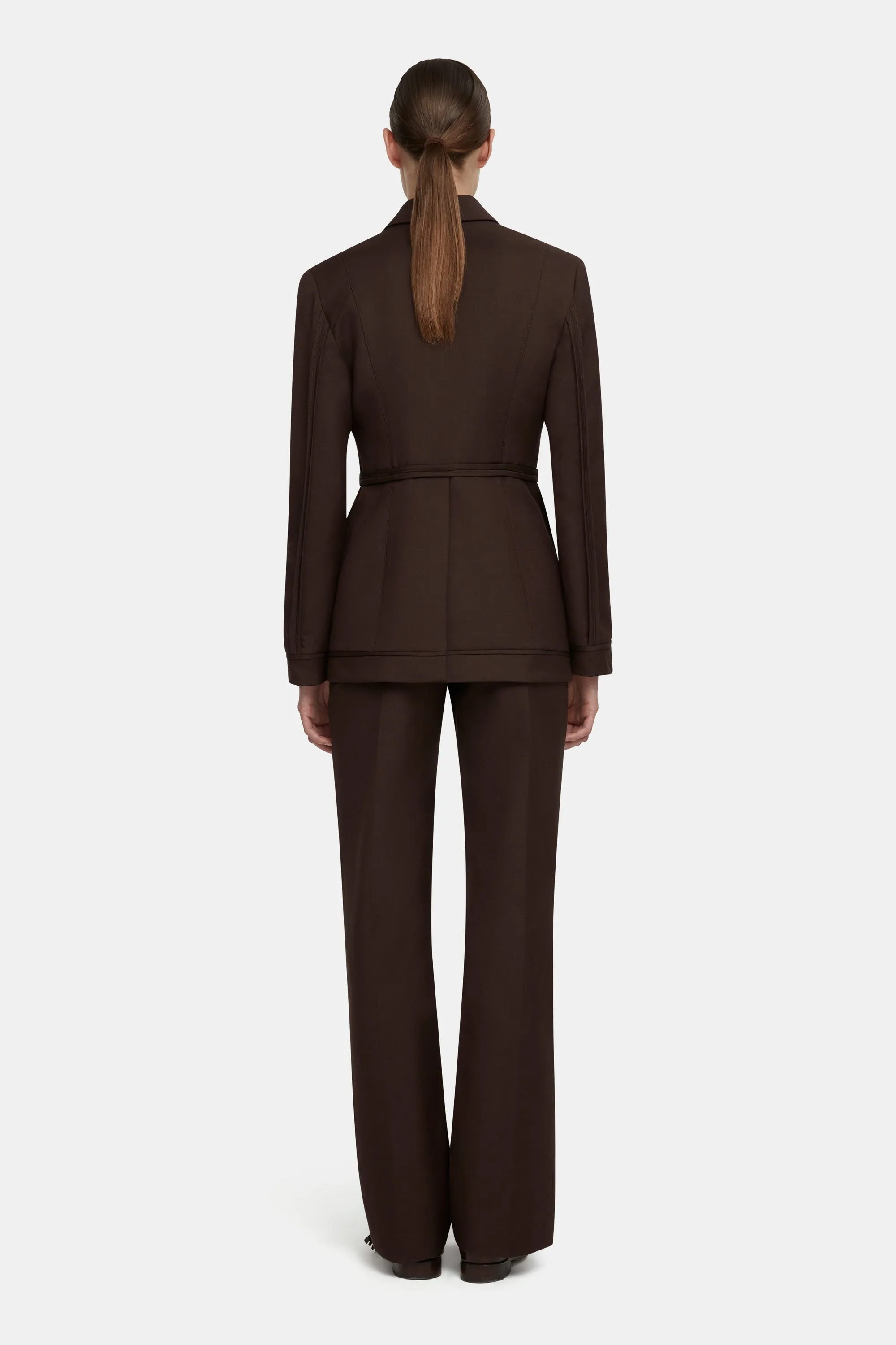 Courtney Tailored Jacket in Brown Merino Wool