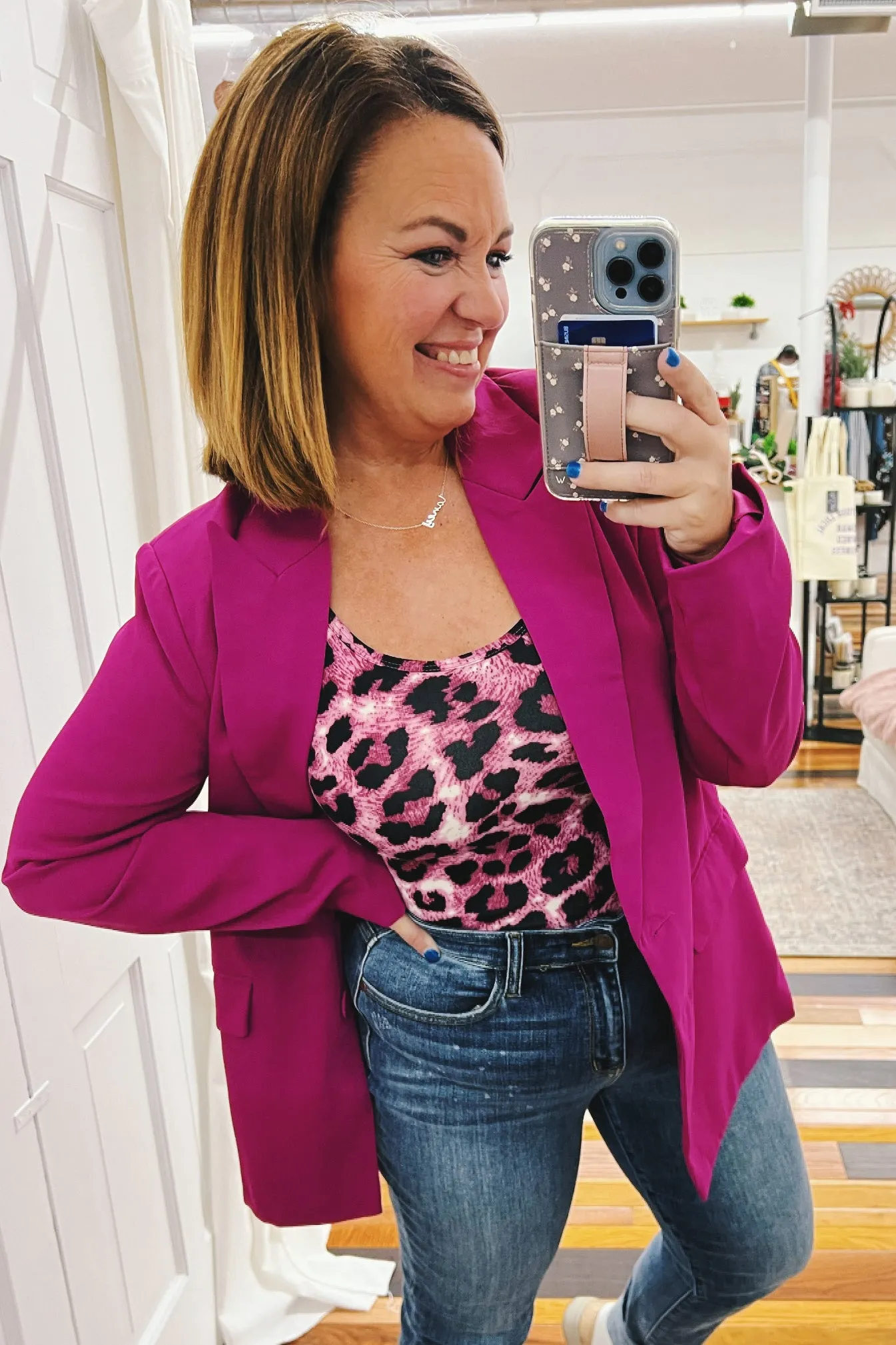 Ella Structured Blazer Plum