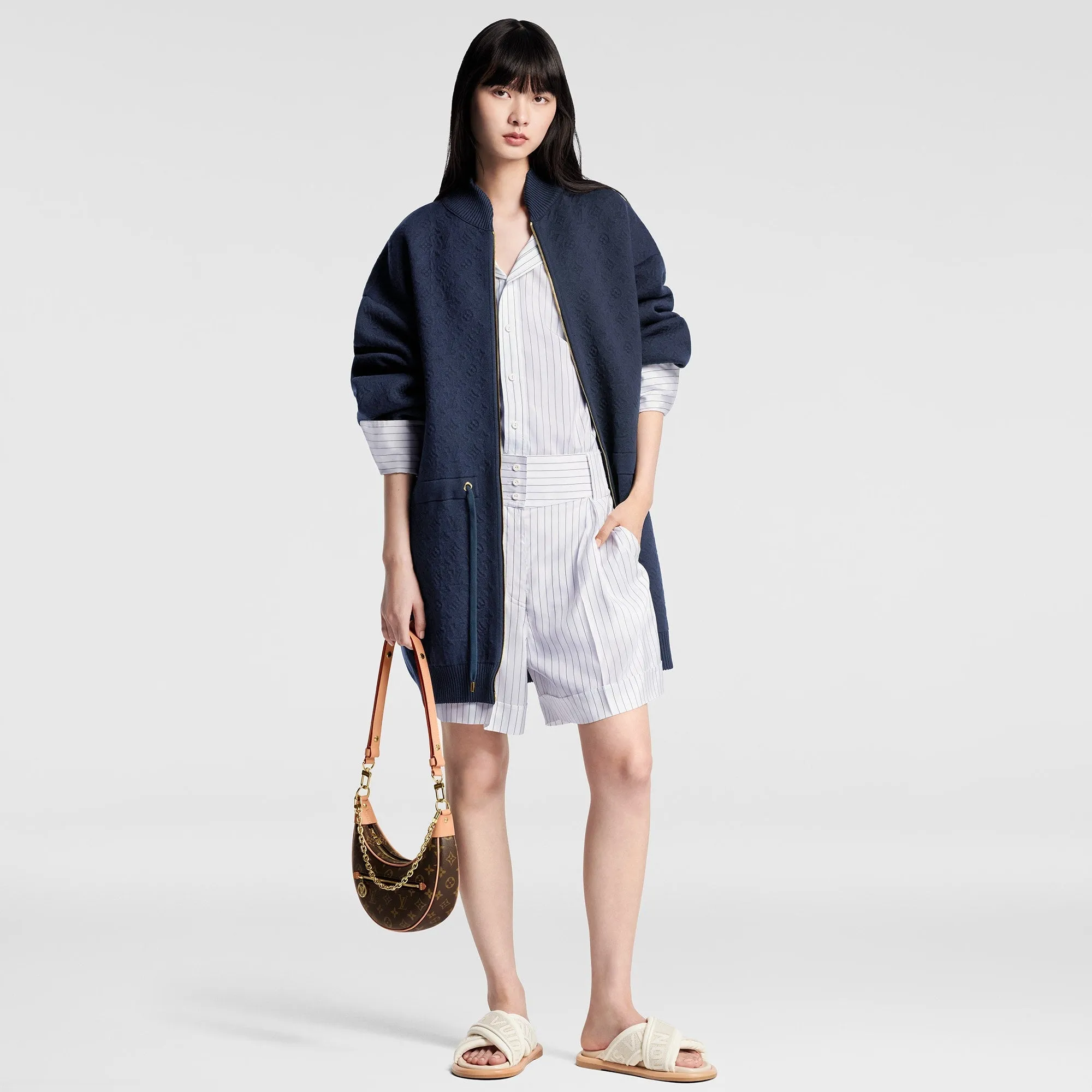 Embossed Monogram Bomber Coat