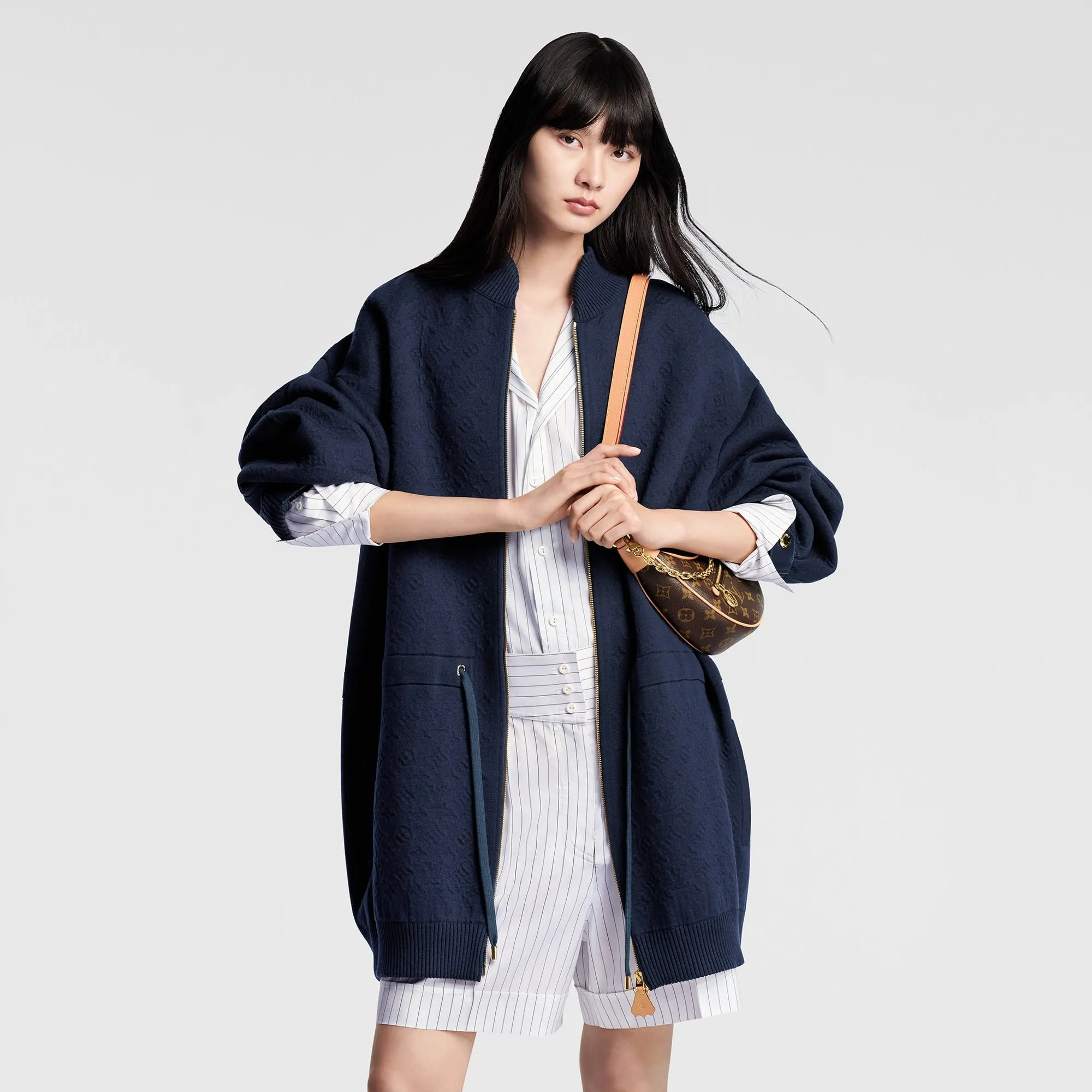 Embossed Monogram Bomber Coat